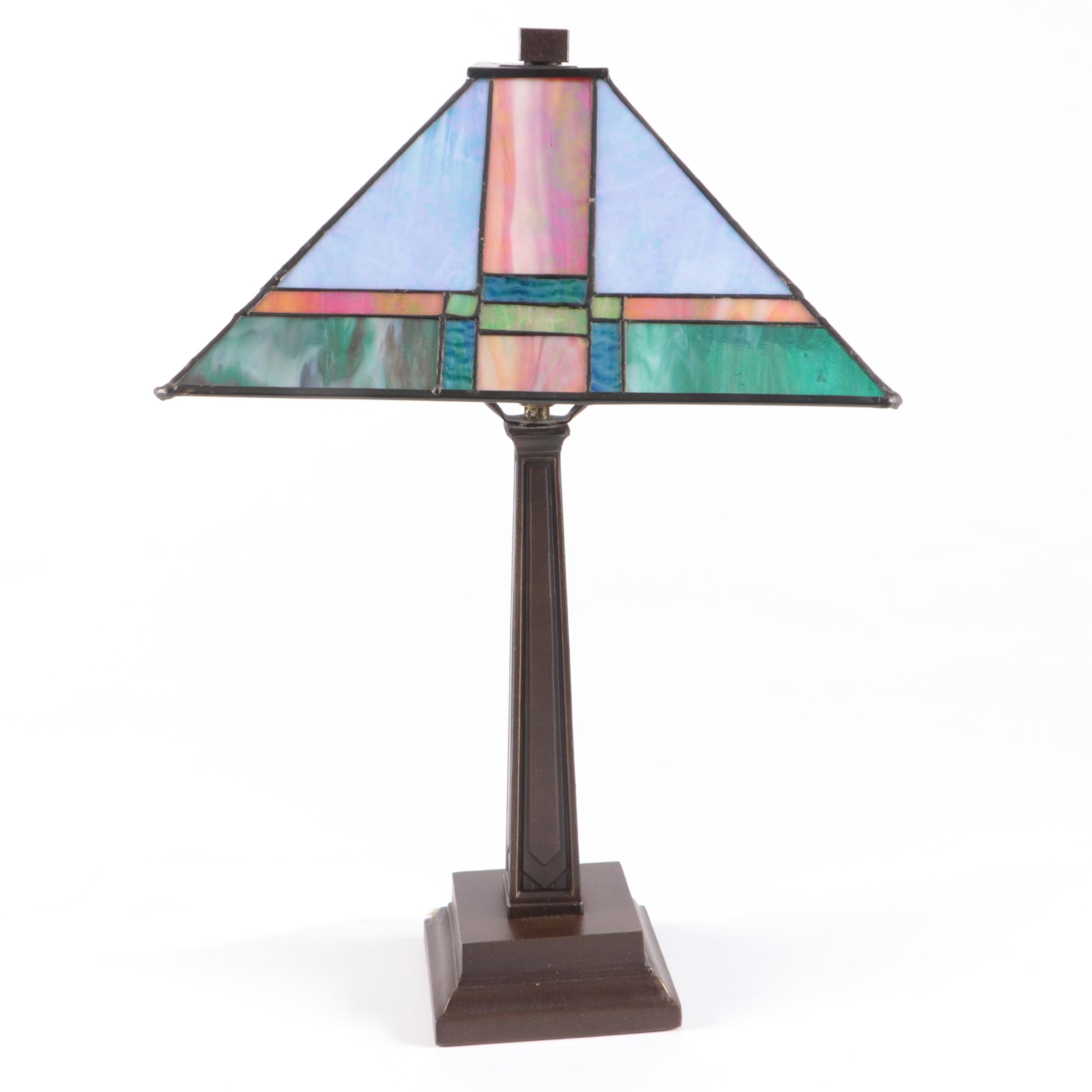Art Deco Style Slag Glass Table Lamp