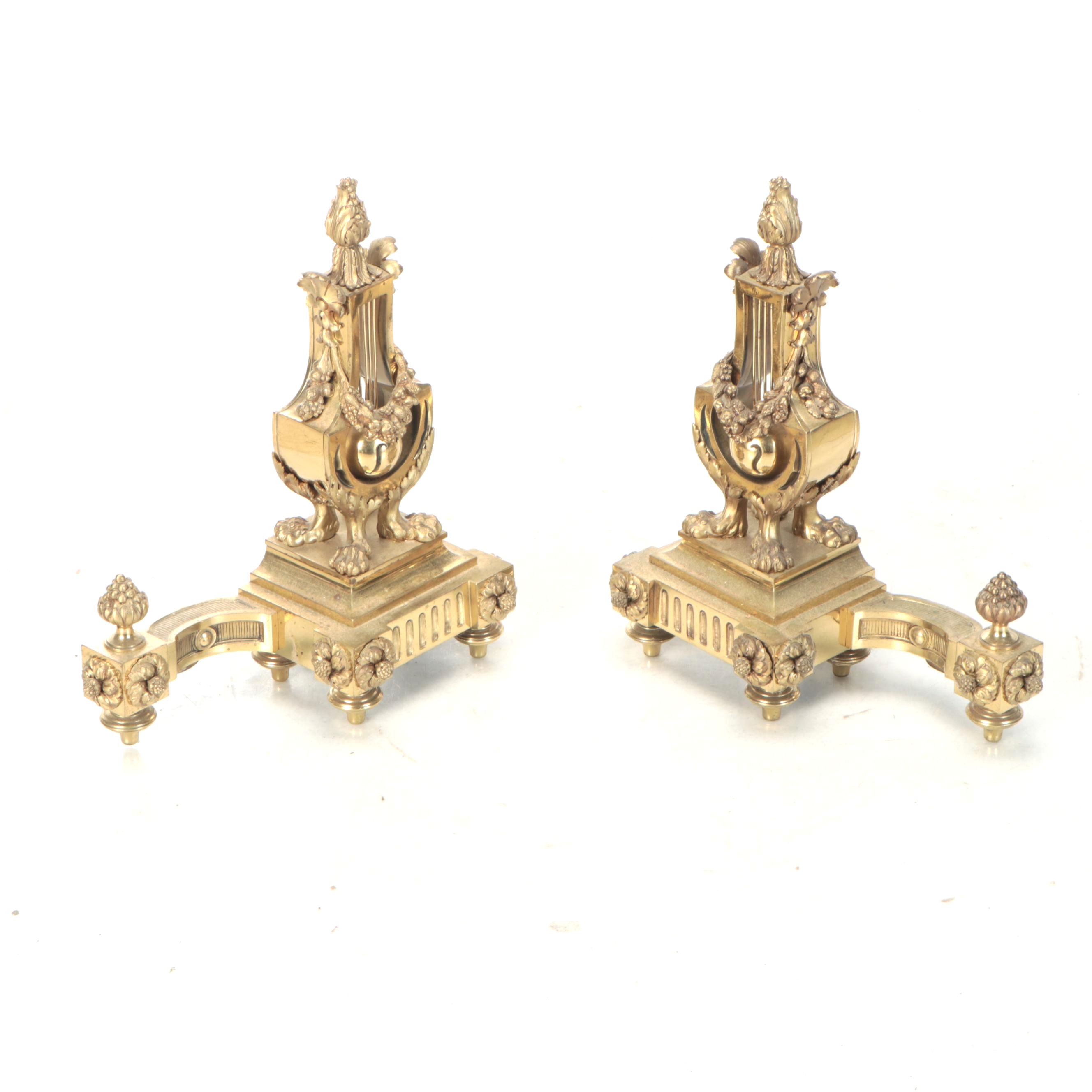 French Directoire Style Gilt Metal Chenets