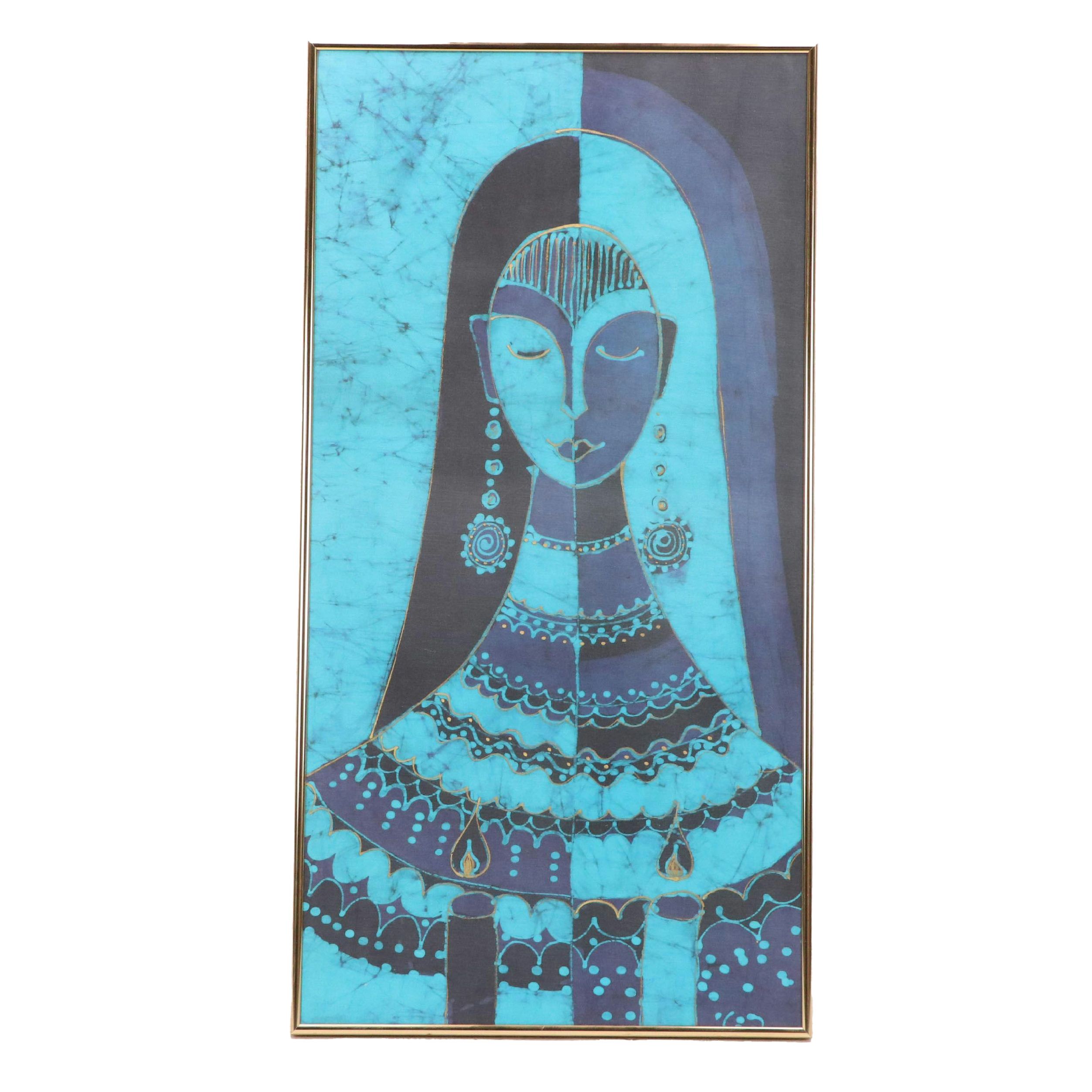 Batik Portrait of Woman with Candles, Late 20th/21st Century