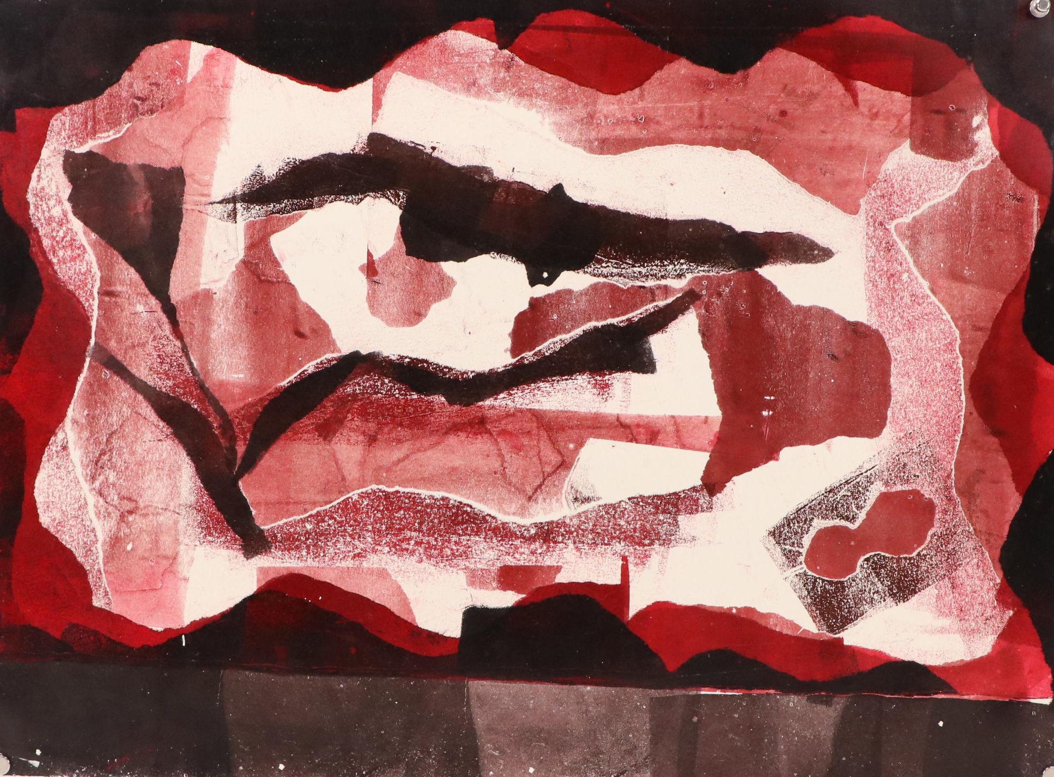 Paul Chidlaw Abstract Color Lithograph with Black and Red Forms, 20th Century