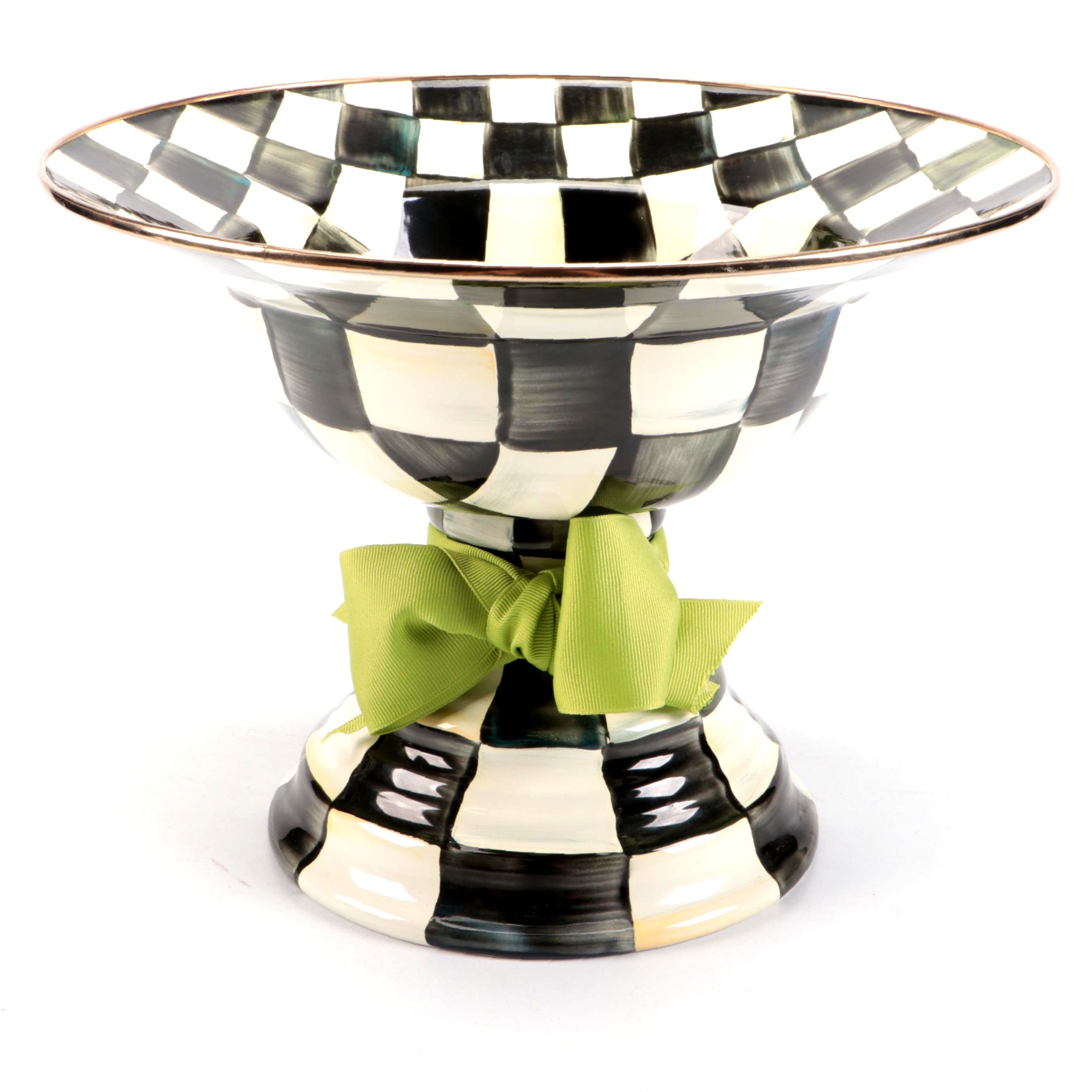 MacKenzie-Childs Enameled Metal "Courtly Check" Footed Bowl
