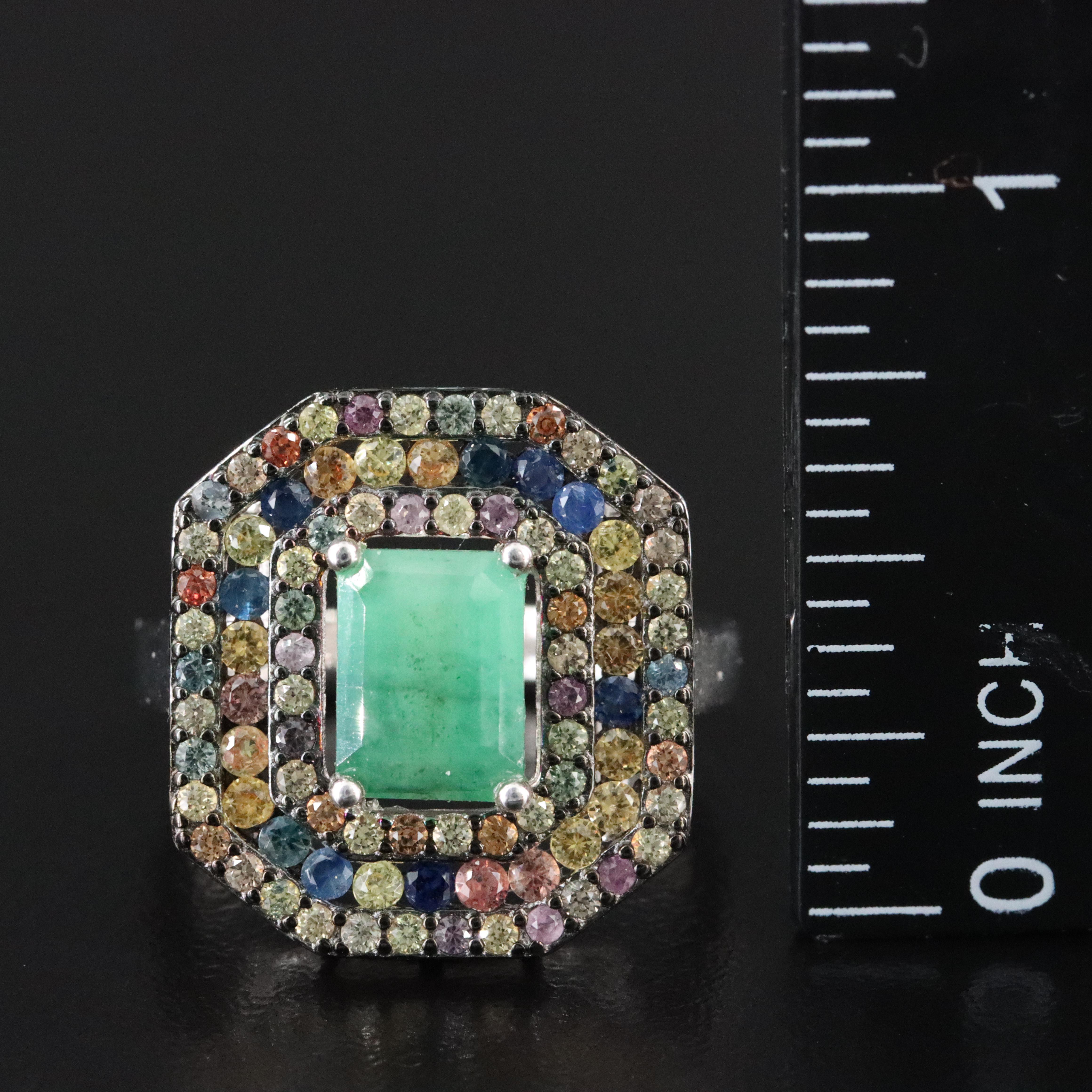 Sterling Emerald and Sapphire Ring