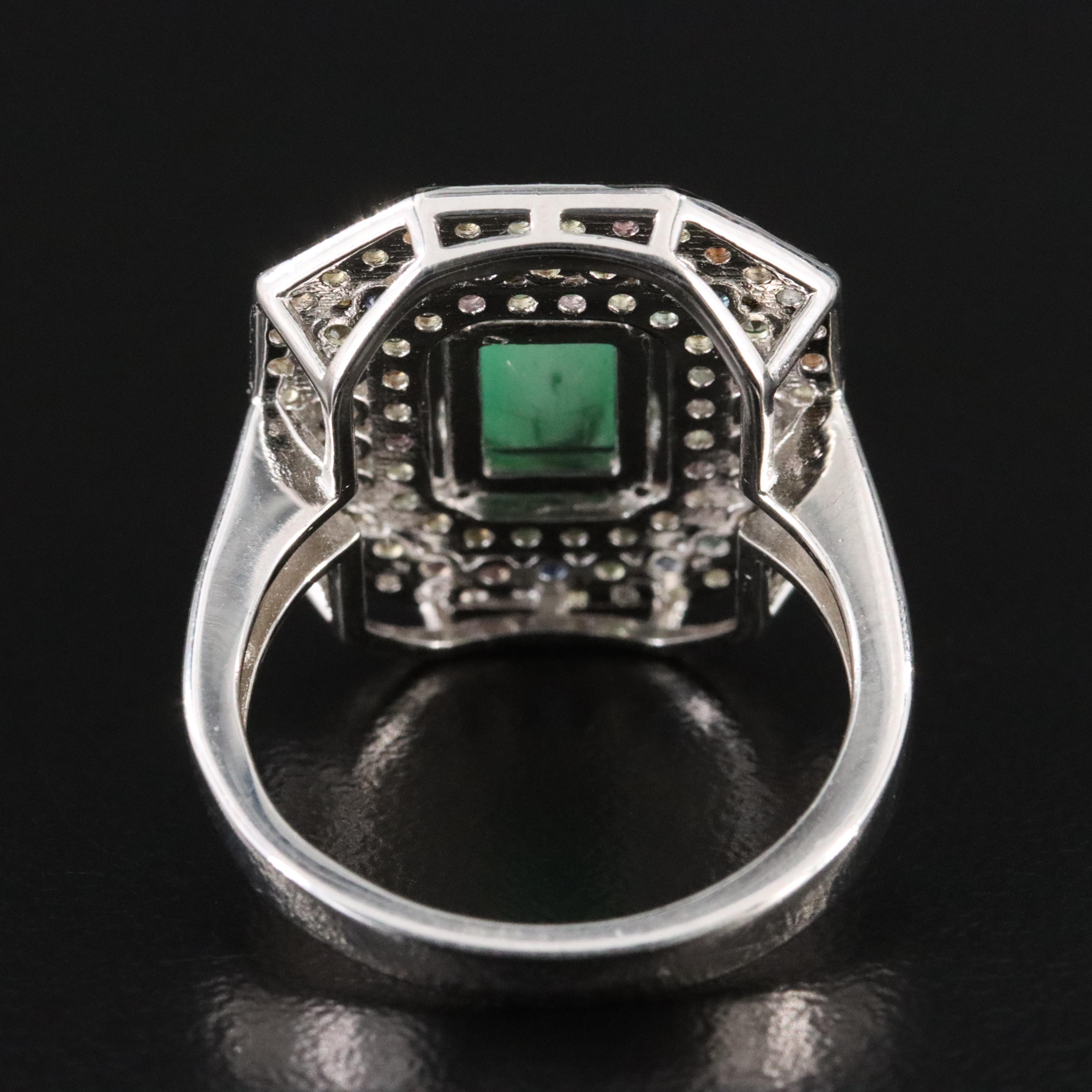 Sterling Emerald and Sapphire Ring