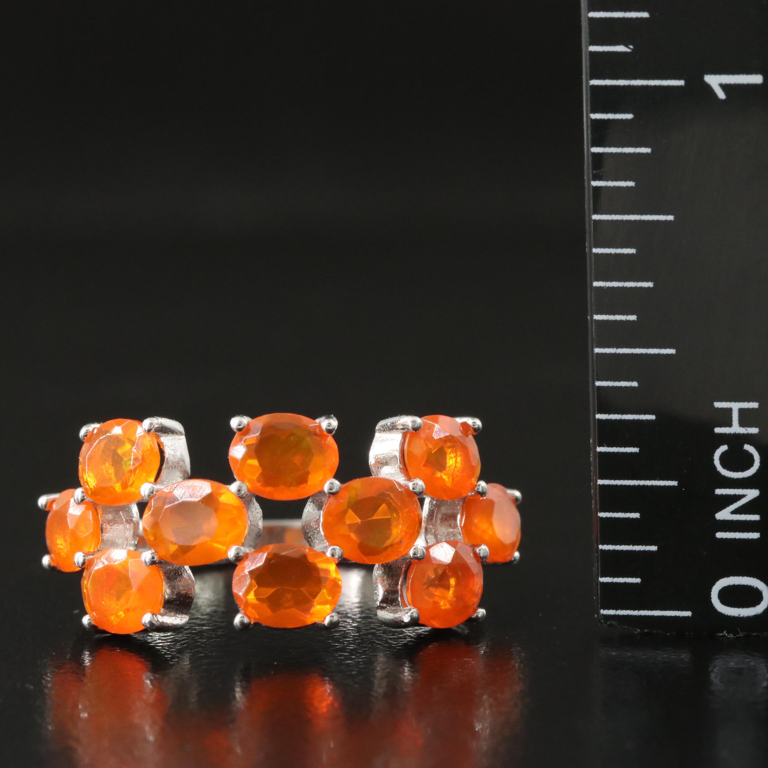 Sterling Fire Opal Ring