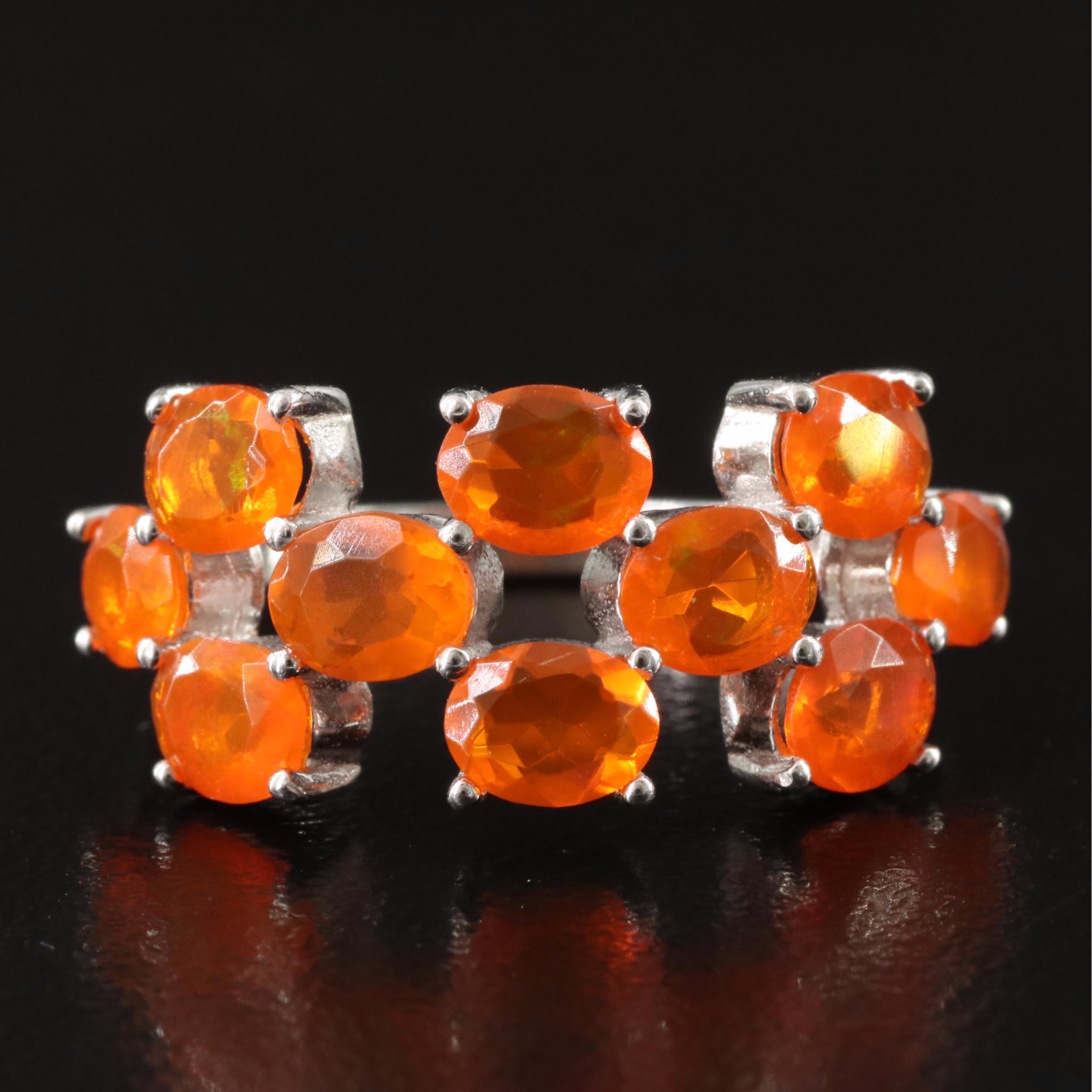 Sterling Fire Opal Ring