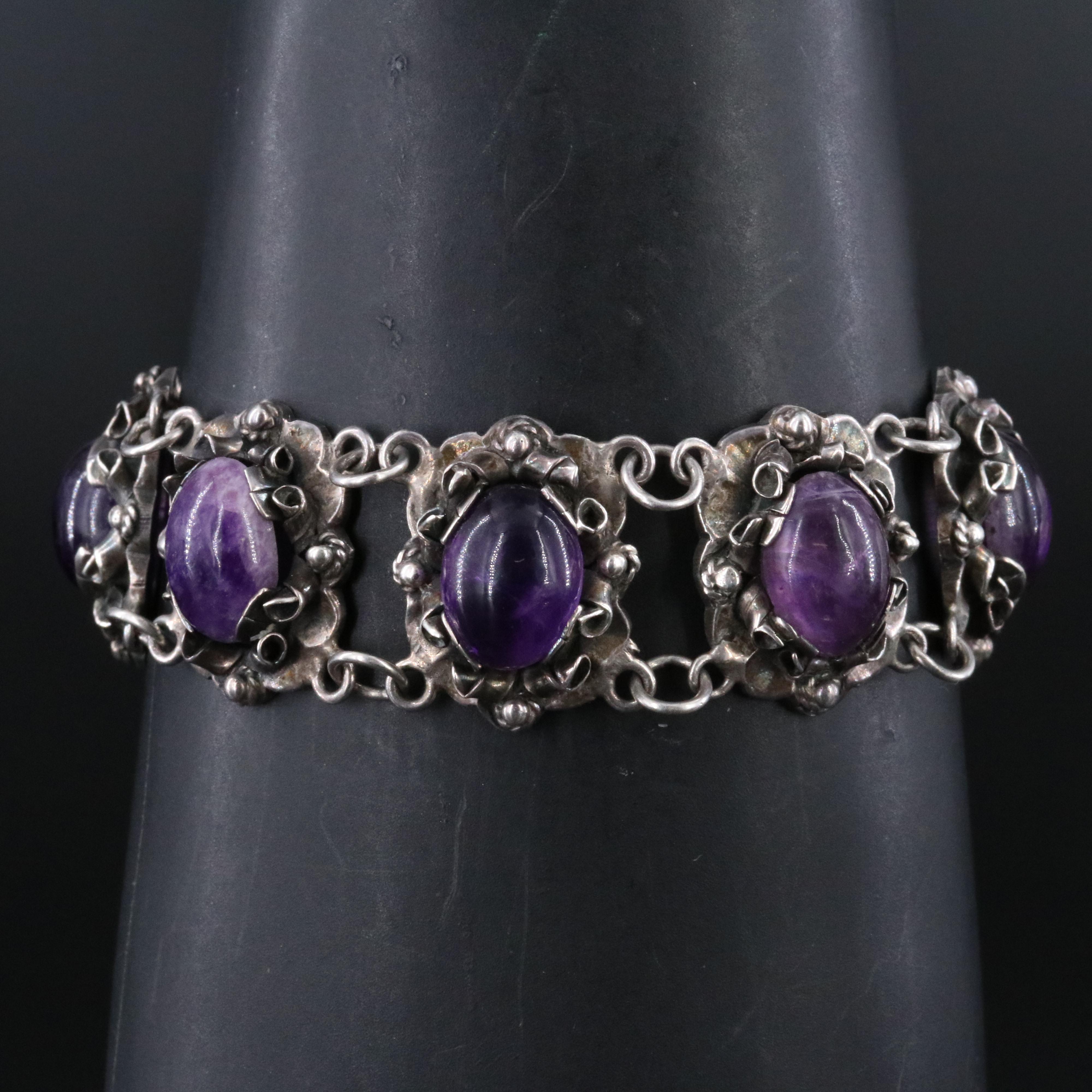Mexican Sterling Amethyst Bracelet