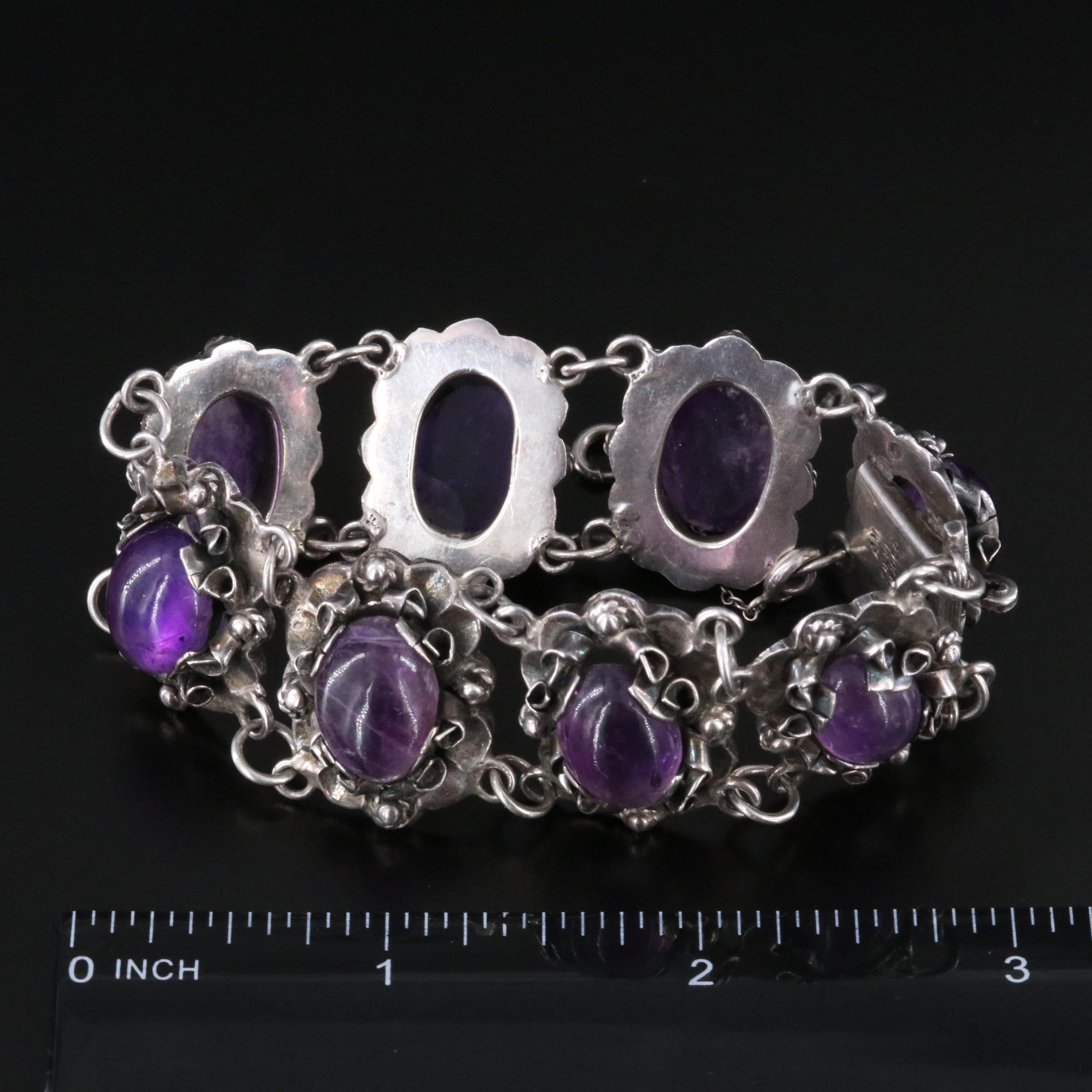 Mexican Sterling Amethyst Bracelet