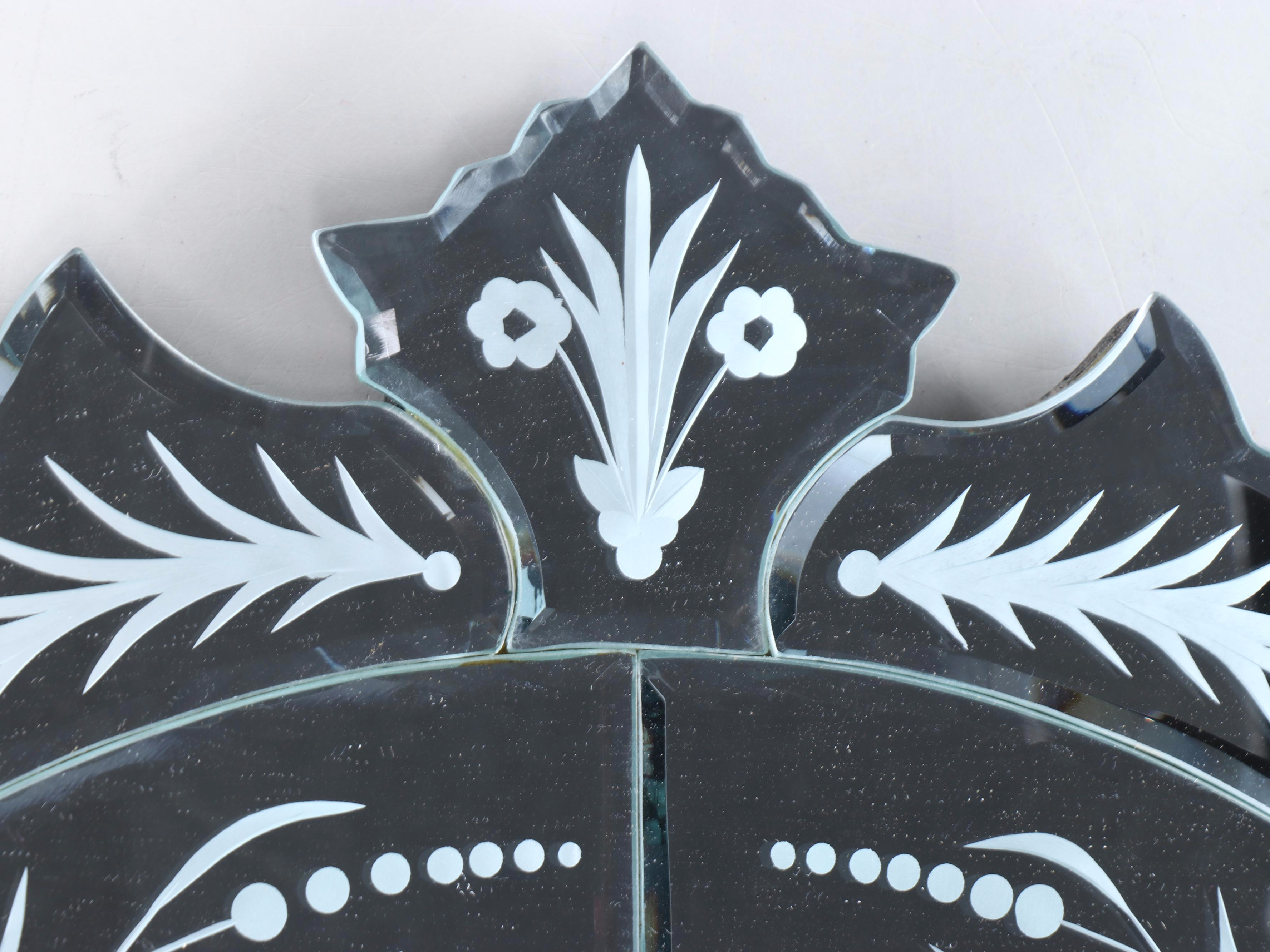 Venetian Style Etched and Beveled Glass Mirror, 20th Century