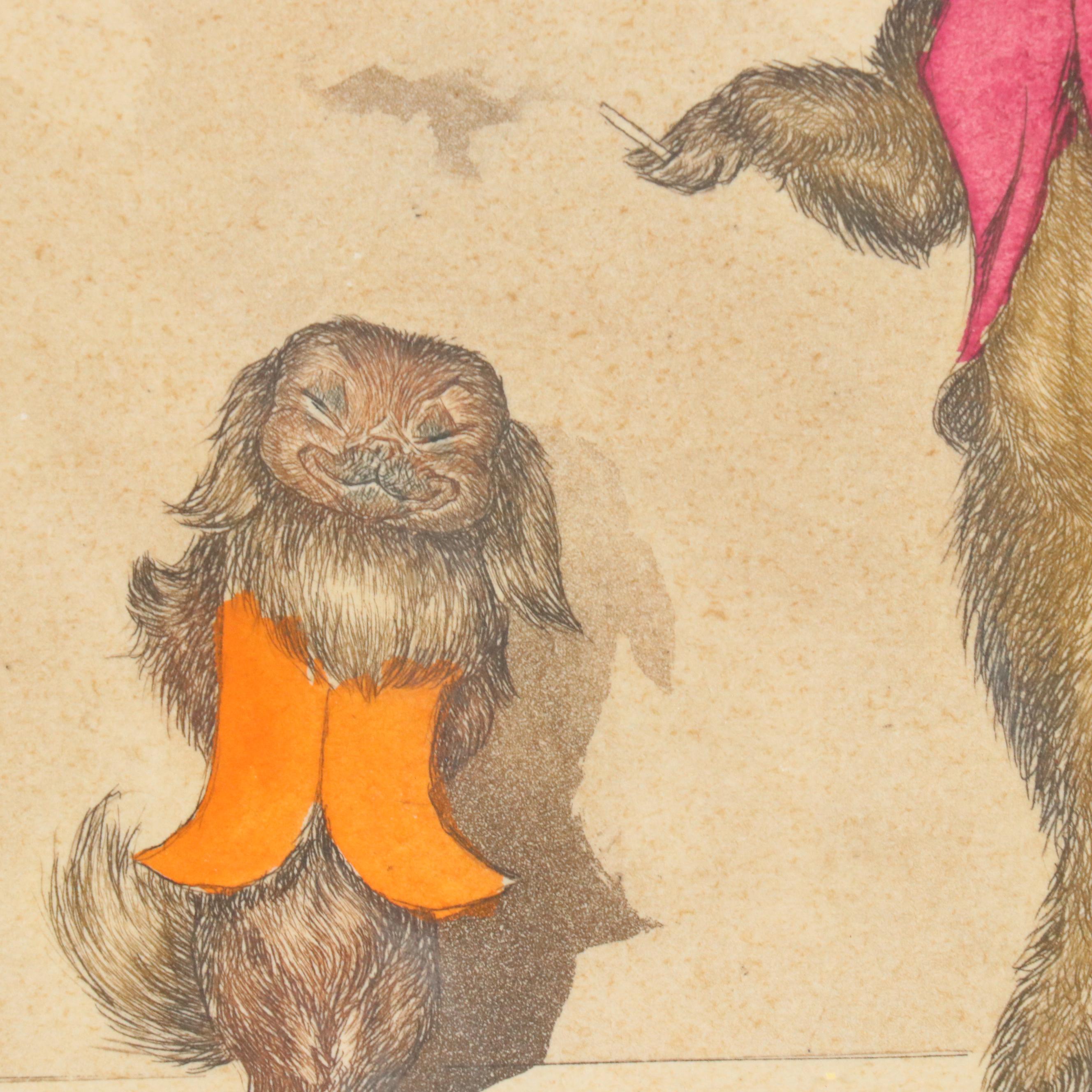 Boris O'Klein Hand-Colored Etching "Tu Viens? Beau Blond!," Early 20th Century