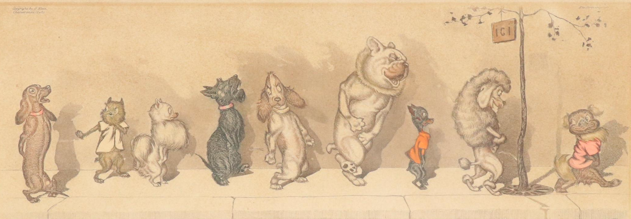 Boris O'Klein Hand-Colored Etching "Chacun Son Tour!" Early 20th Century