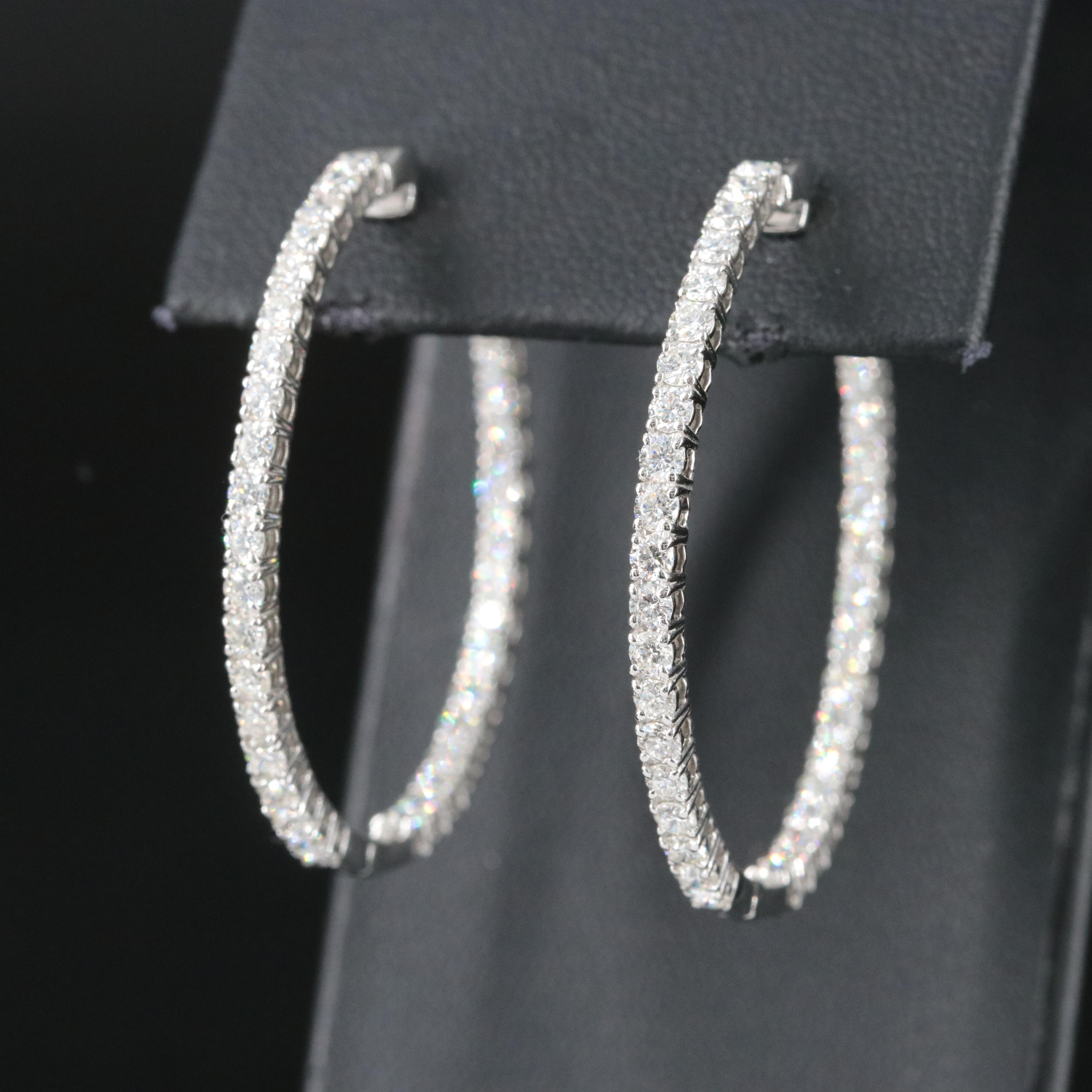 Platinum 2.86 CTW Diamond Inside-Out Hoop Earrings