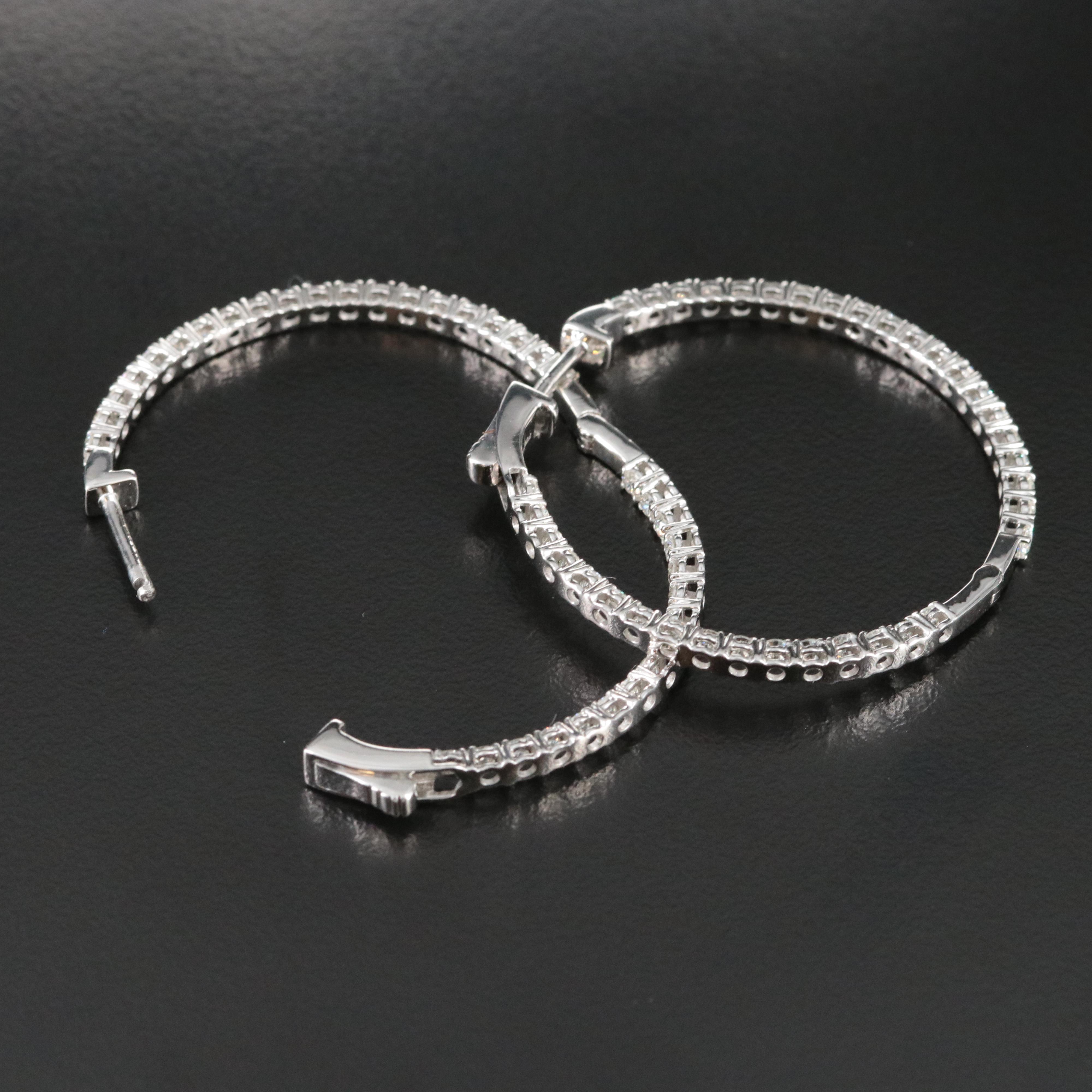 Platinum 2.86 CTW Diamond Inside-Out Hoop Earrings