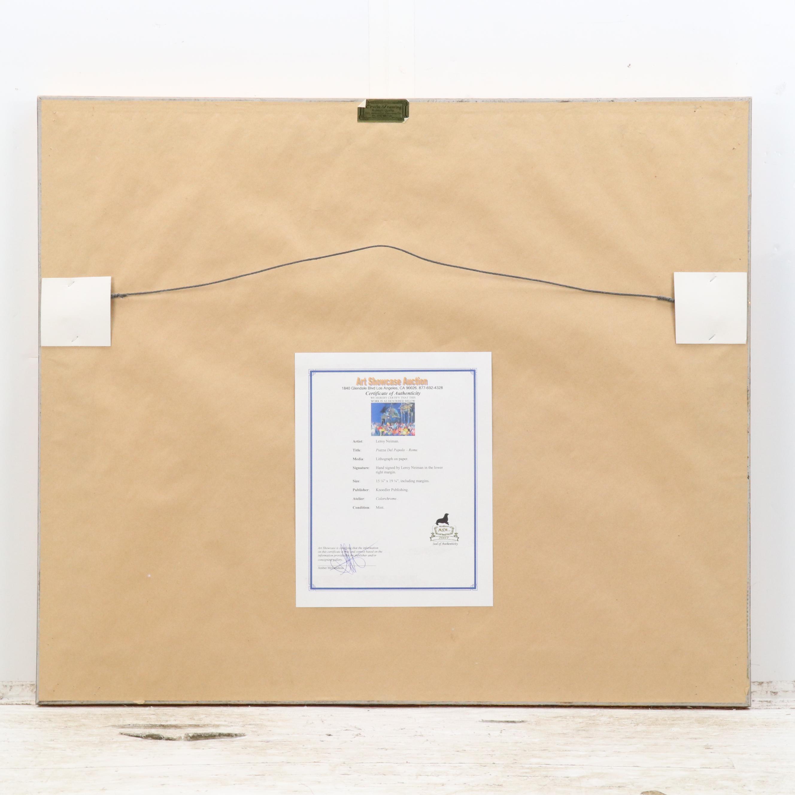 LeRoy Neiman Expressionist Offset Lithograph "Piazza del Popolo - Rome," 1988