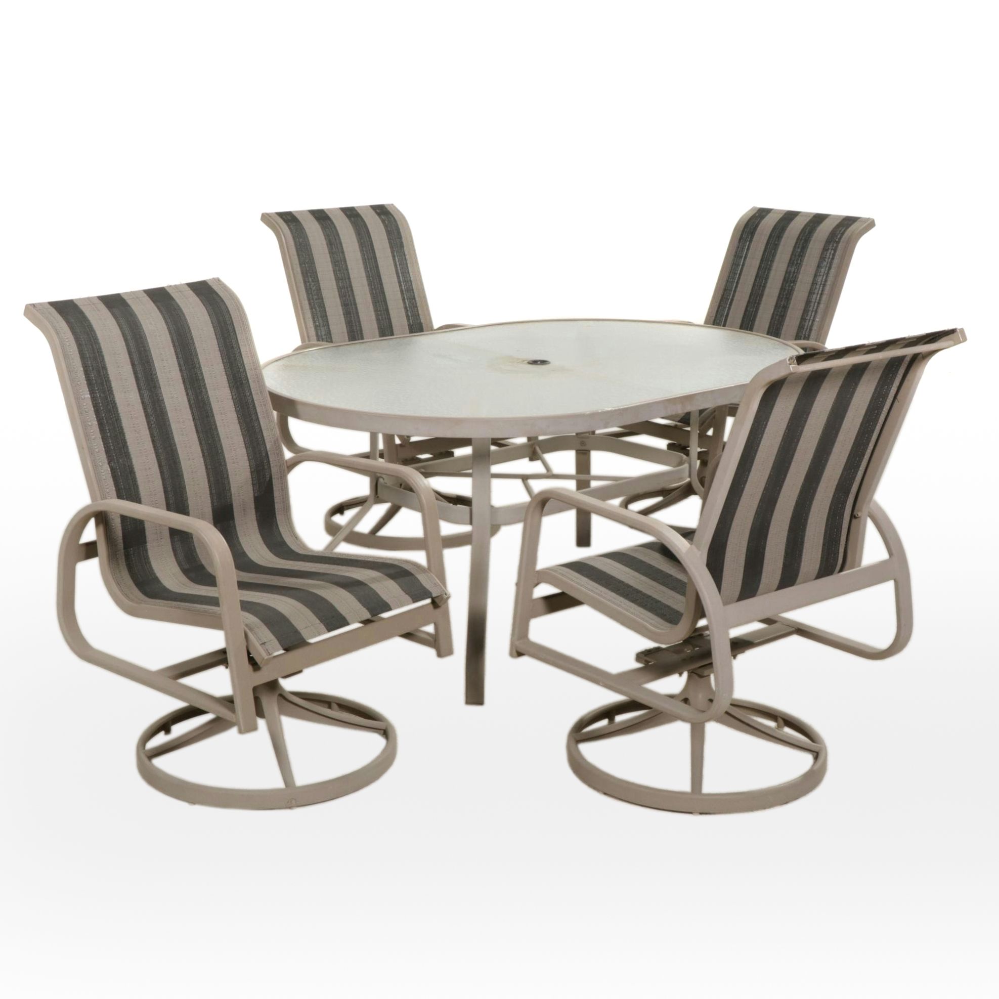 Carter Grandle Glass Top Patio Dining Table with Four Swivel Chairs