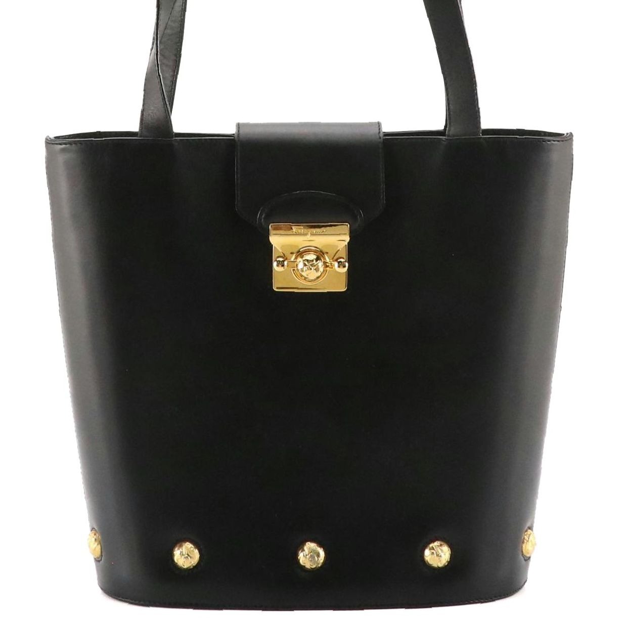 Salvatore Ferragamo Shoe Stud Shoulder Bag in Calfskin Leather with Box