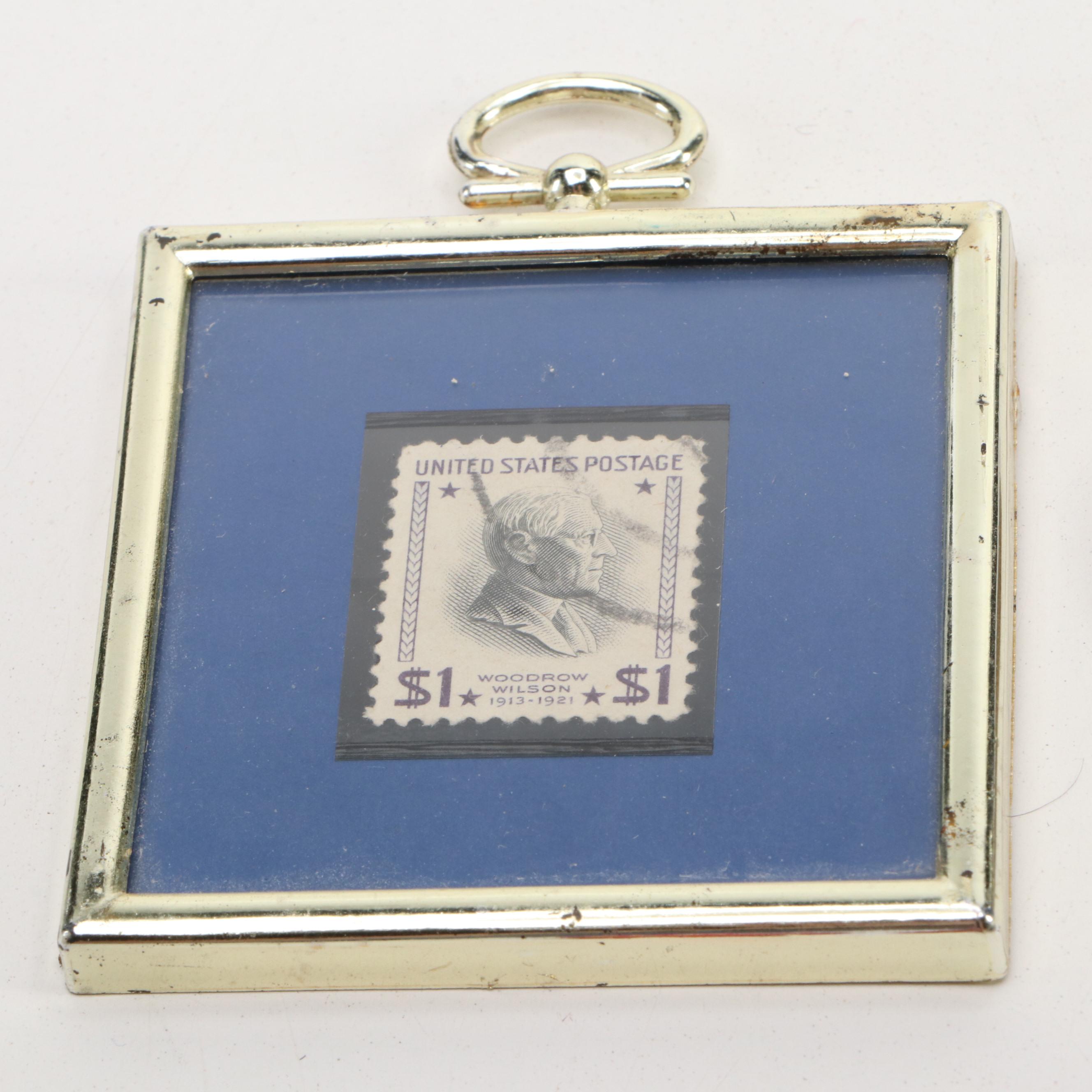 1908 Bryan & Kern Watch Fob with Woodrow Wilson Postage Stamp and Other Pinbacks