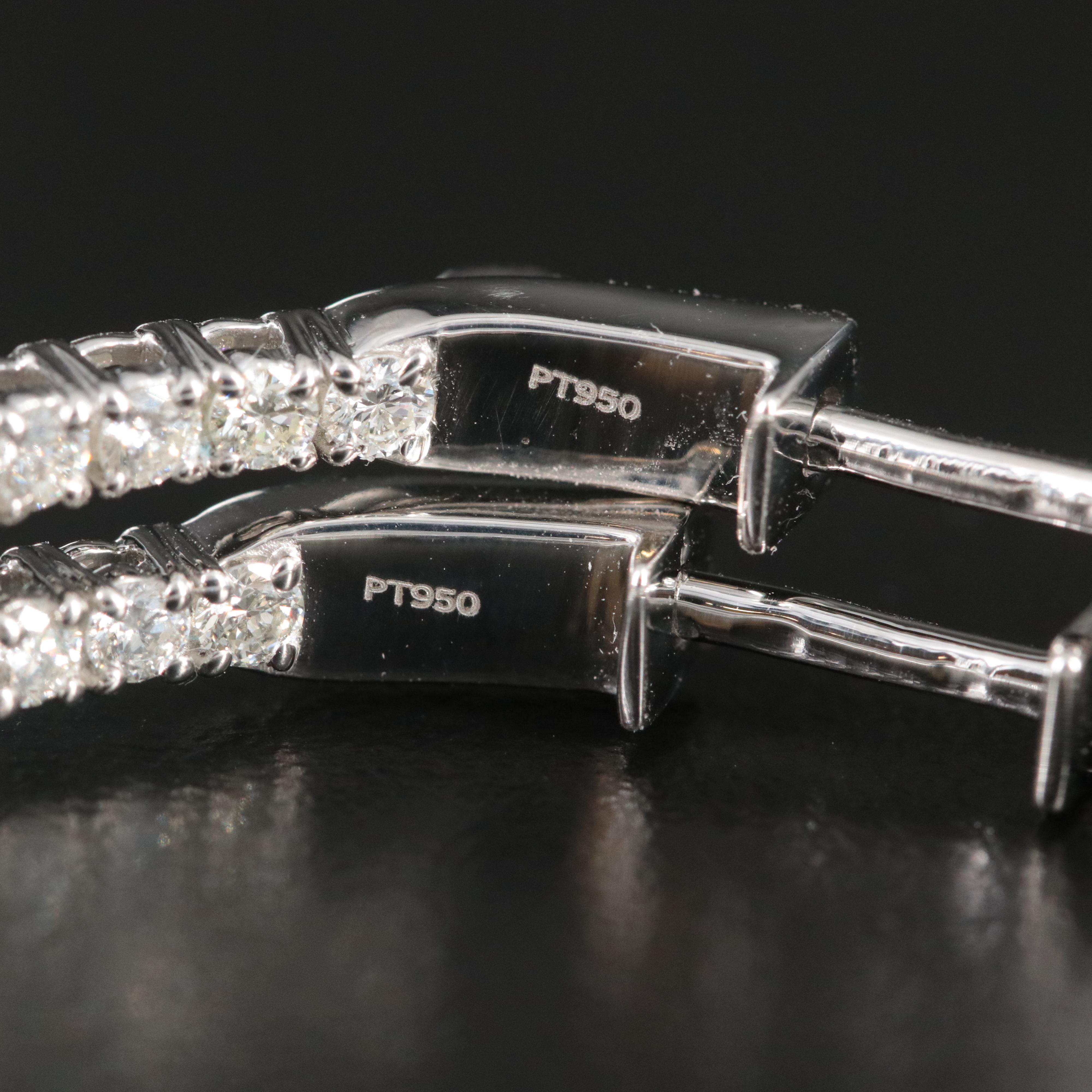 Platinum 2.67 CTW Diamond Inside-Out Hoop Earrings