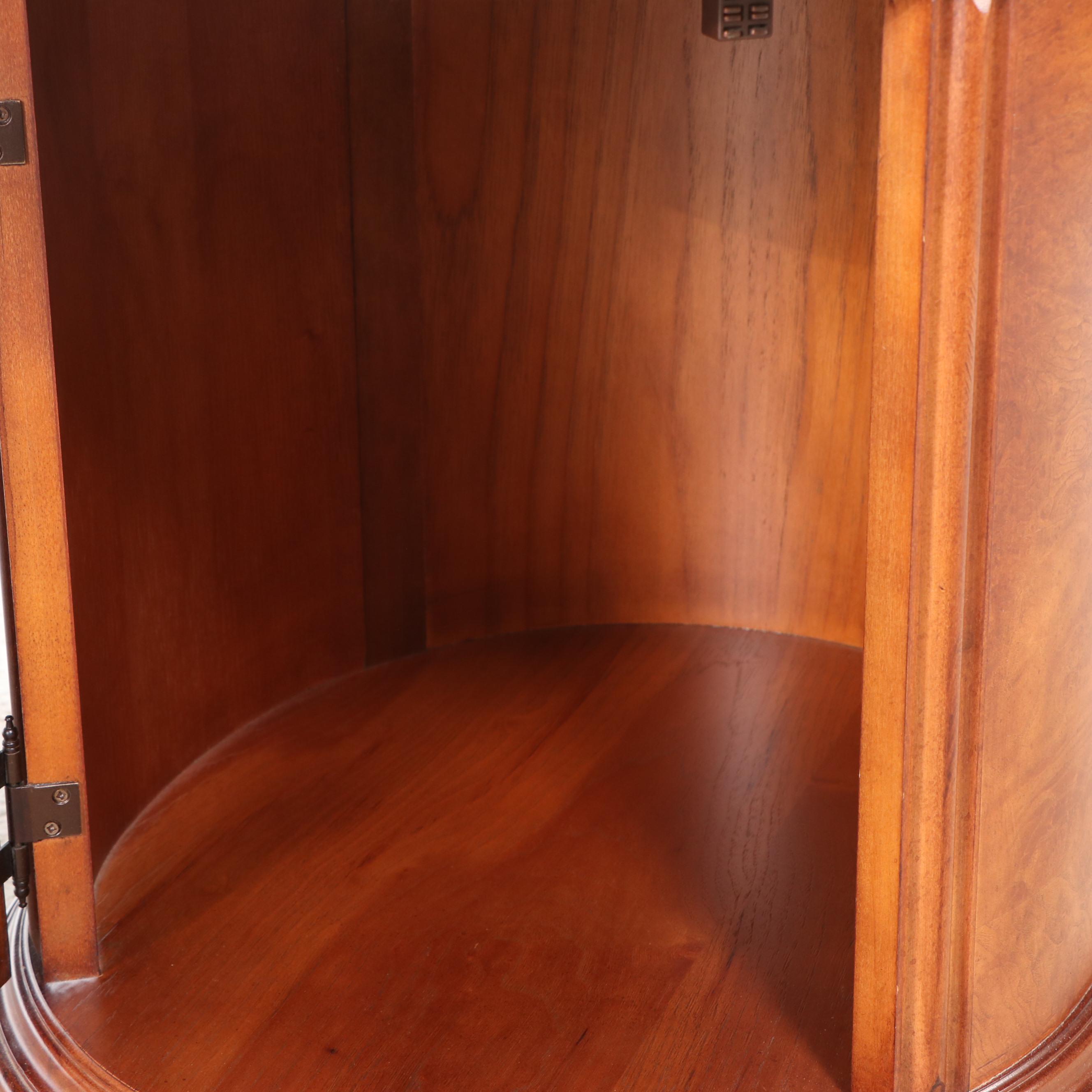 Thomasville Oval Side Table with Storage in Oak and Burl Wood