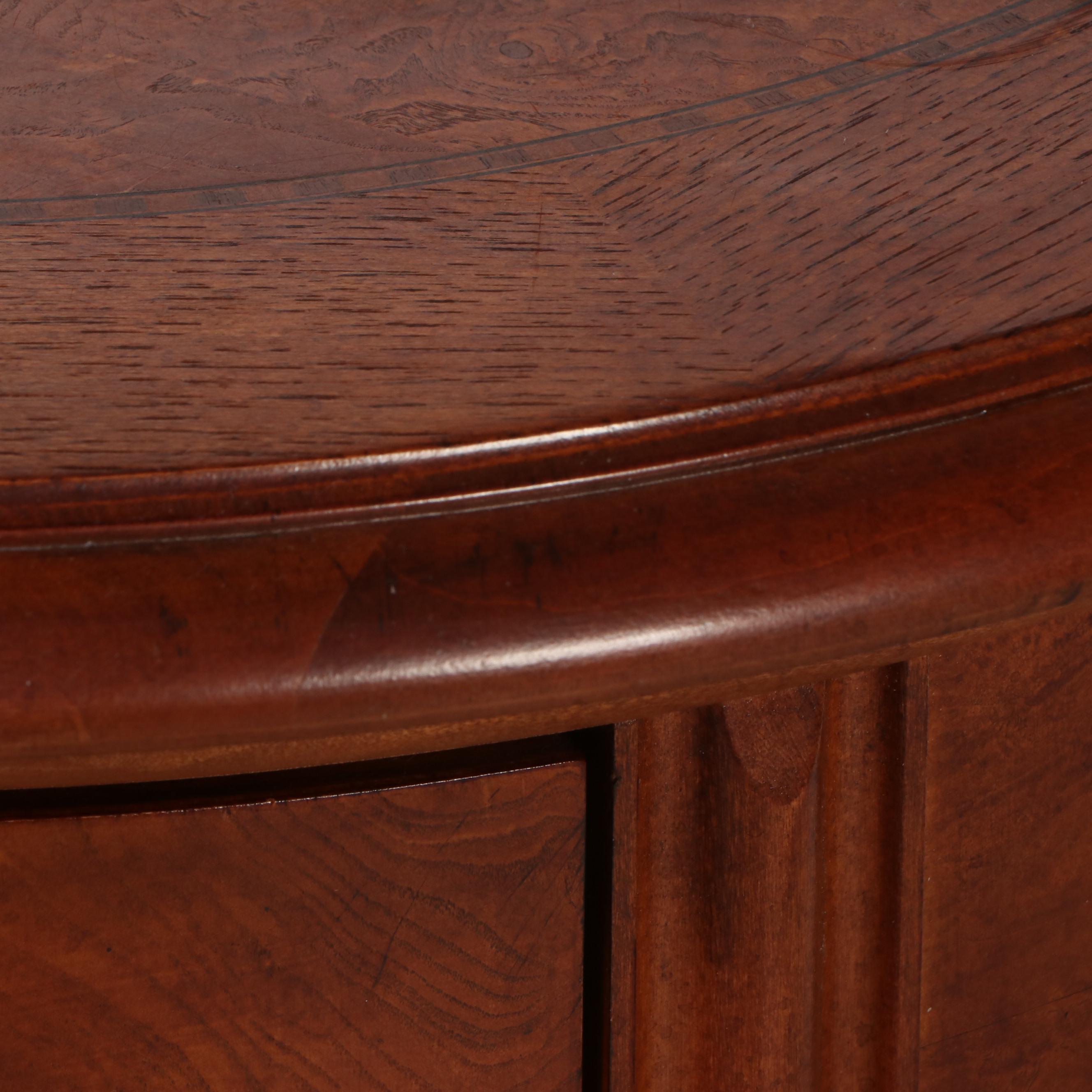 Thomasville Oval Side Table with Storage in Oak and Burl Wood