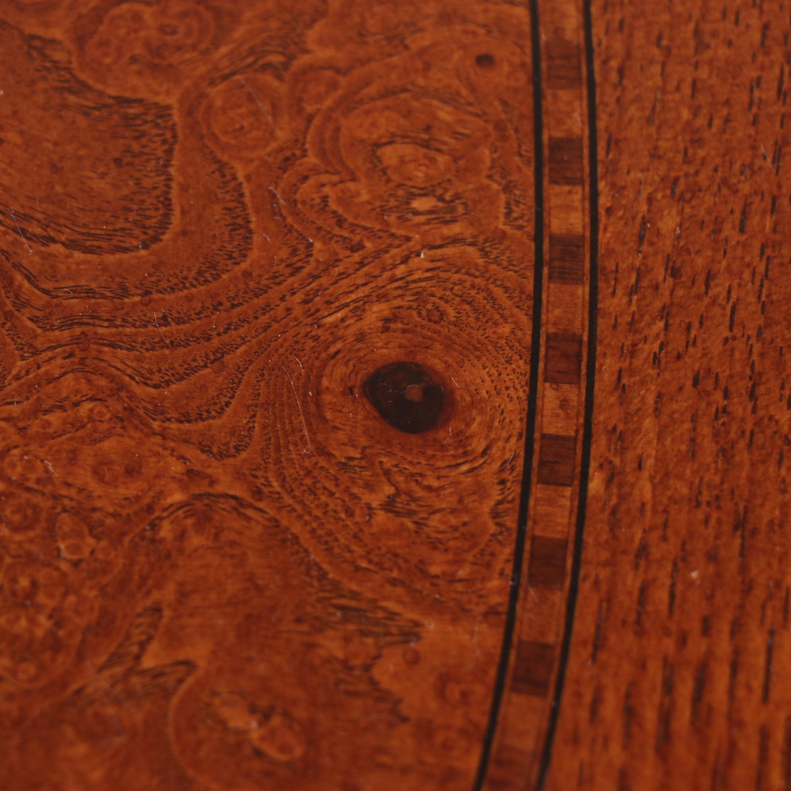 Thomasville Oval Side Table with Storage in Oak and Burl Wood