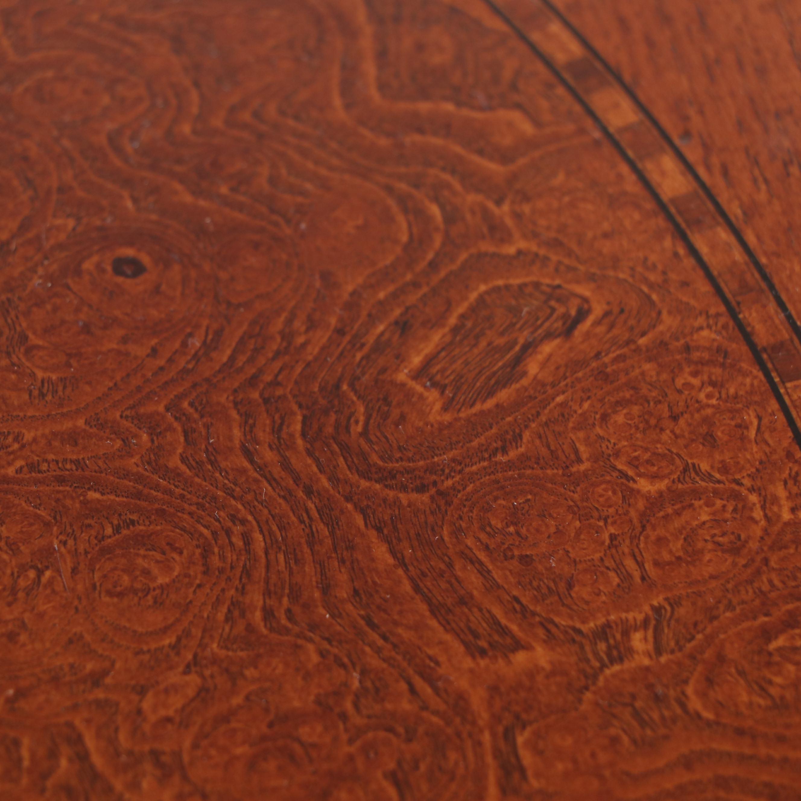 Thomasville Oval Side Table with Storage in Oak and Burl Wood