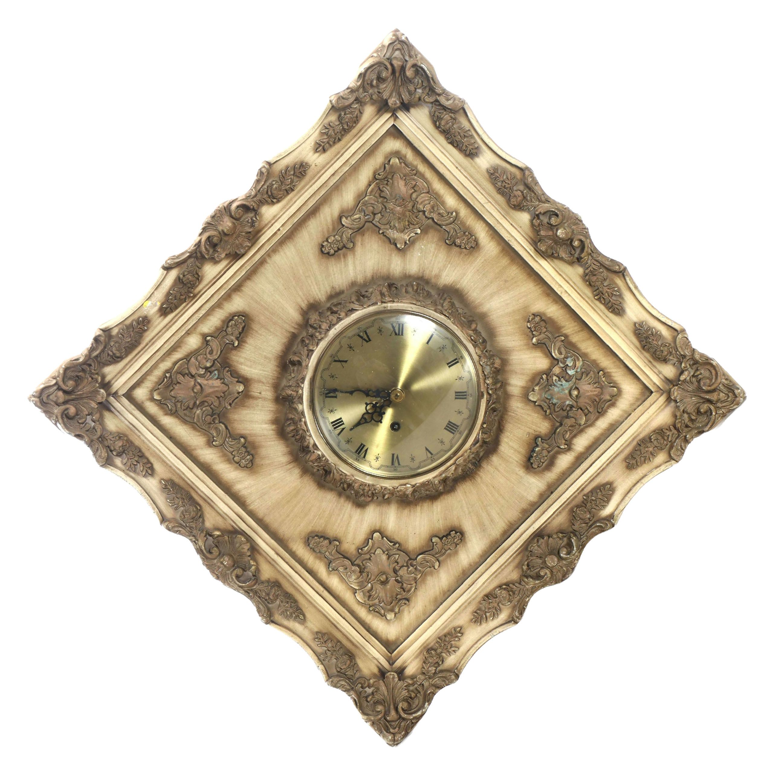 Baroque Revival German Giltwood Wall Clock, Mid-20th Century
