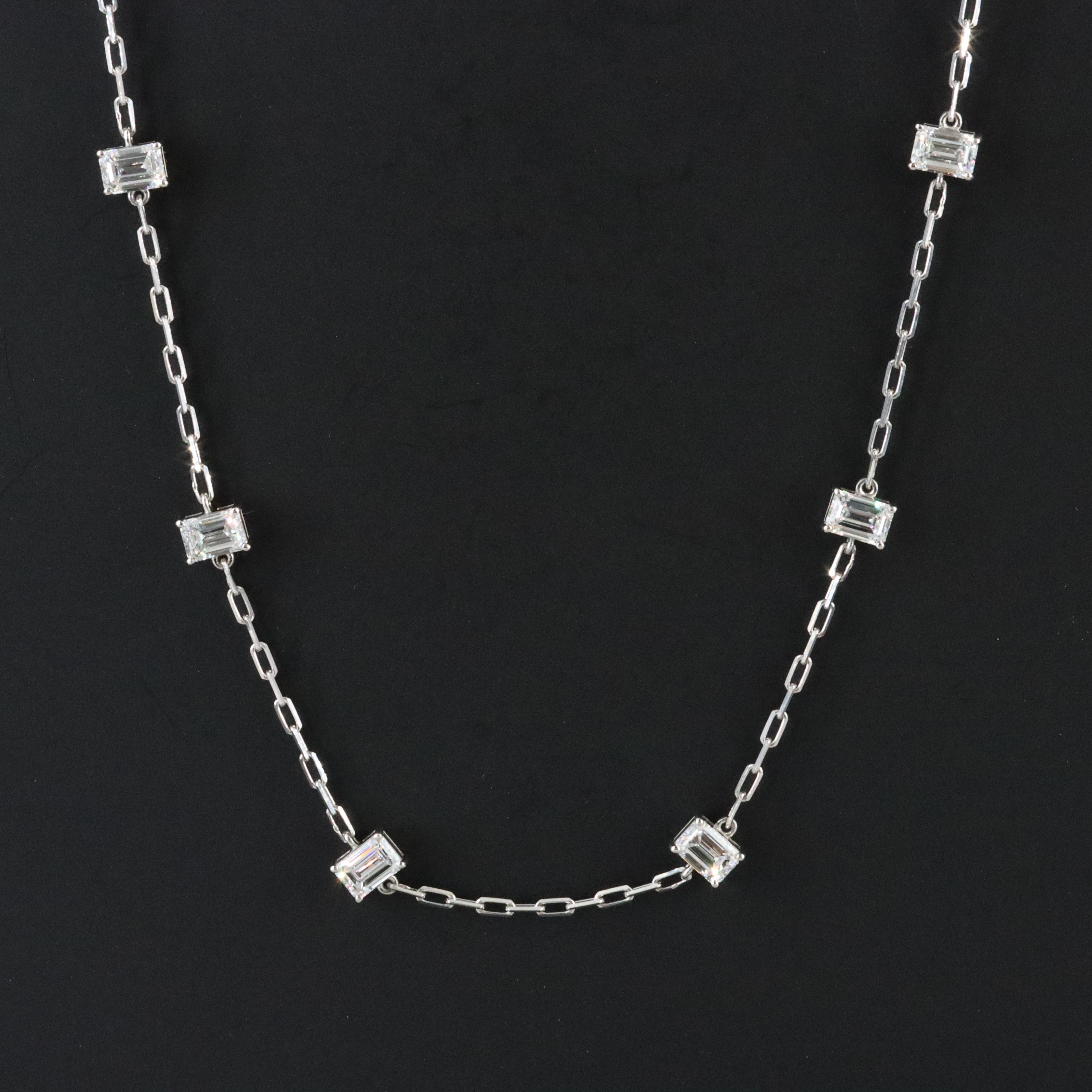 Platinum 6.48 CTW Lab Grown Diamond Station Necklace