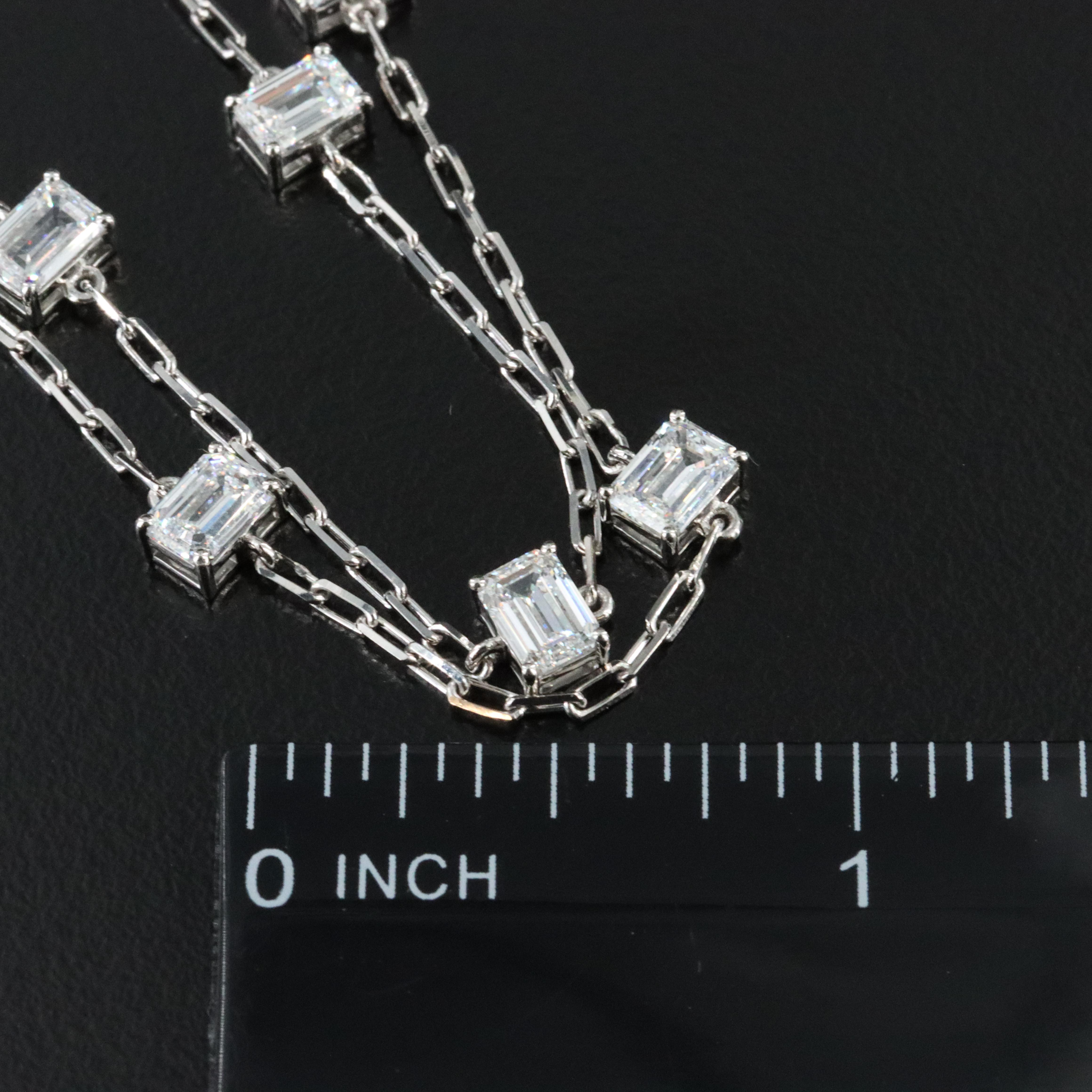 Platinum 6.48 CTW Lab Grown Diamond Station Necklace