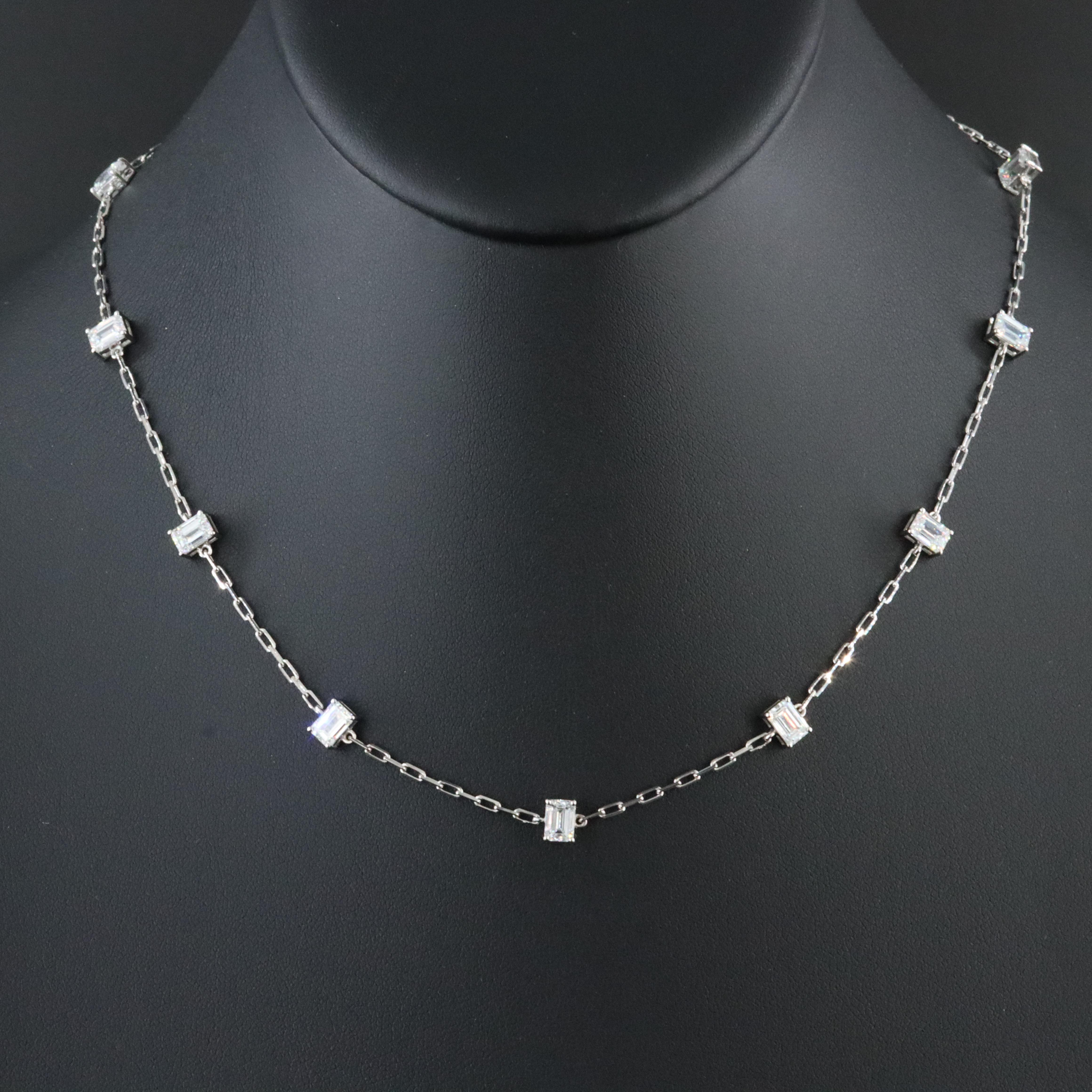 Platinum 6.48 CTW Lab Grown Diamond Station Necklace