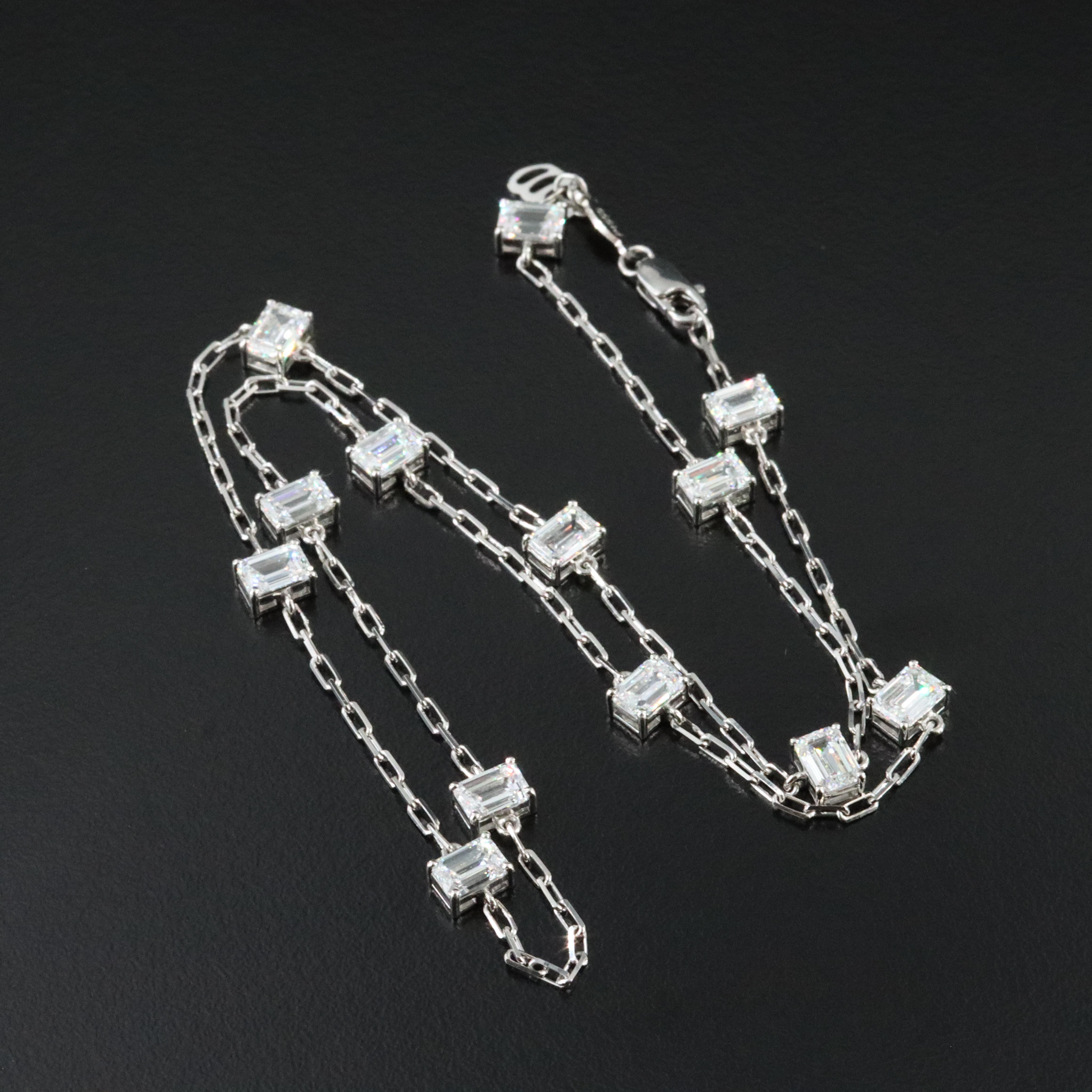 Platinum 6.48 CTW Lab Grown Diamond Station Necklace