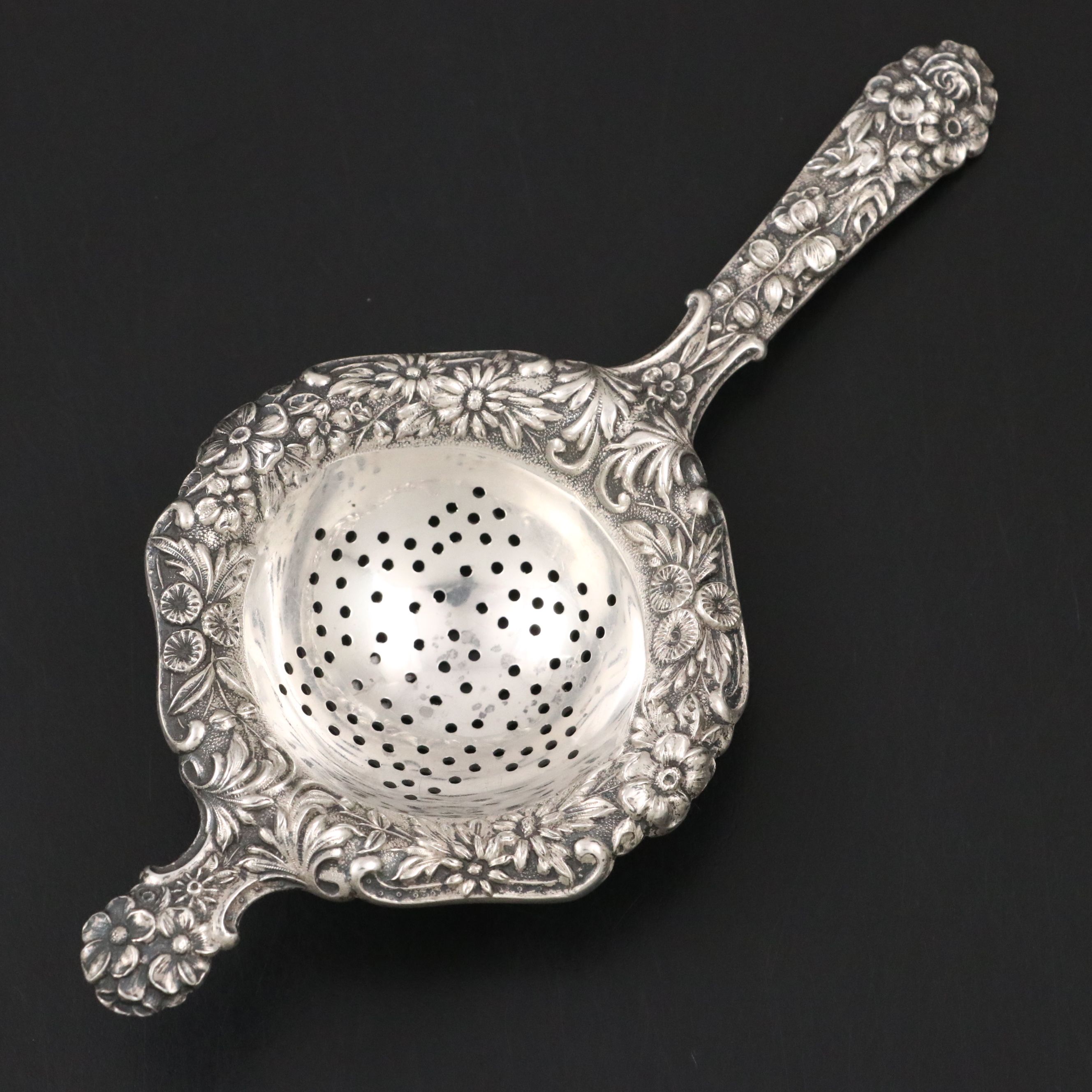 S. Kirk & Son Sterling Silver Over Cup Tea Strainer, 1896-1924