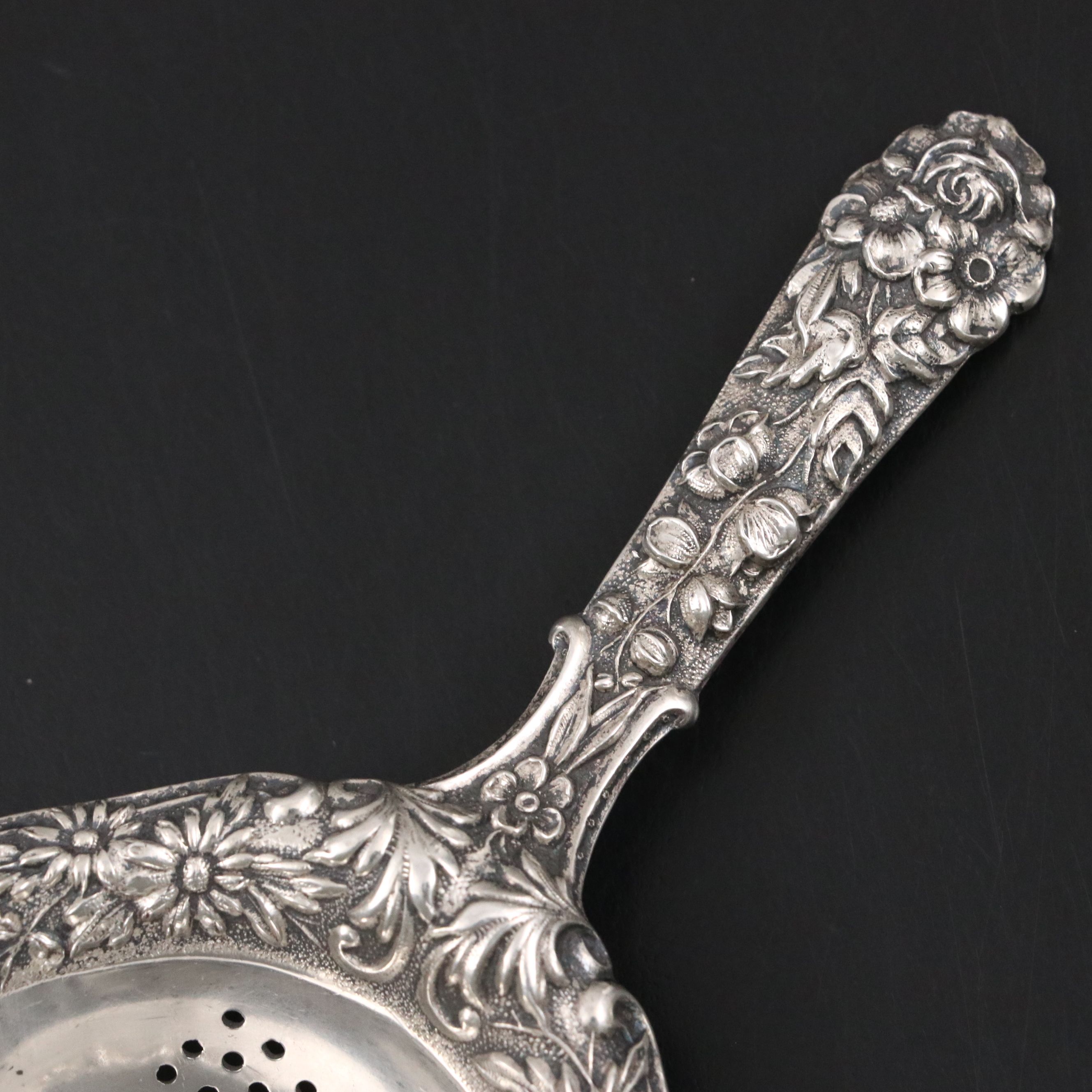S. Kirk & Son Sterling Silver Over Cup Tea Strainer, 1896-1924