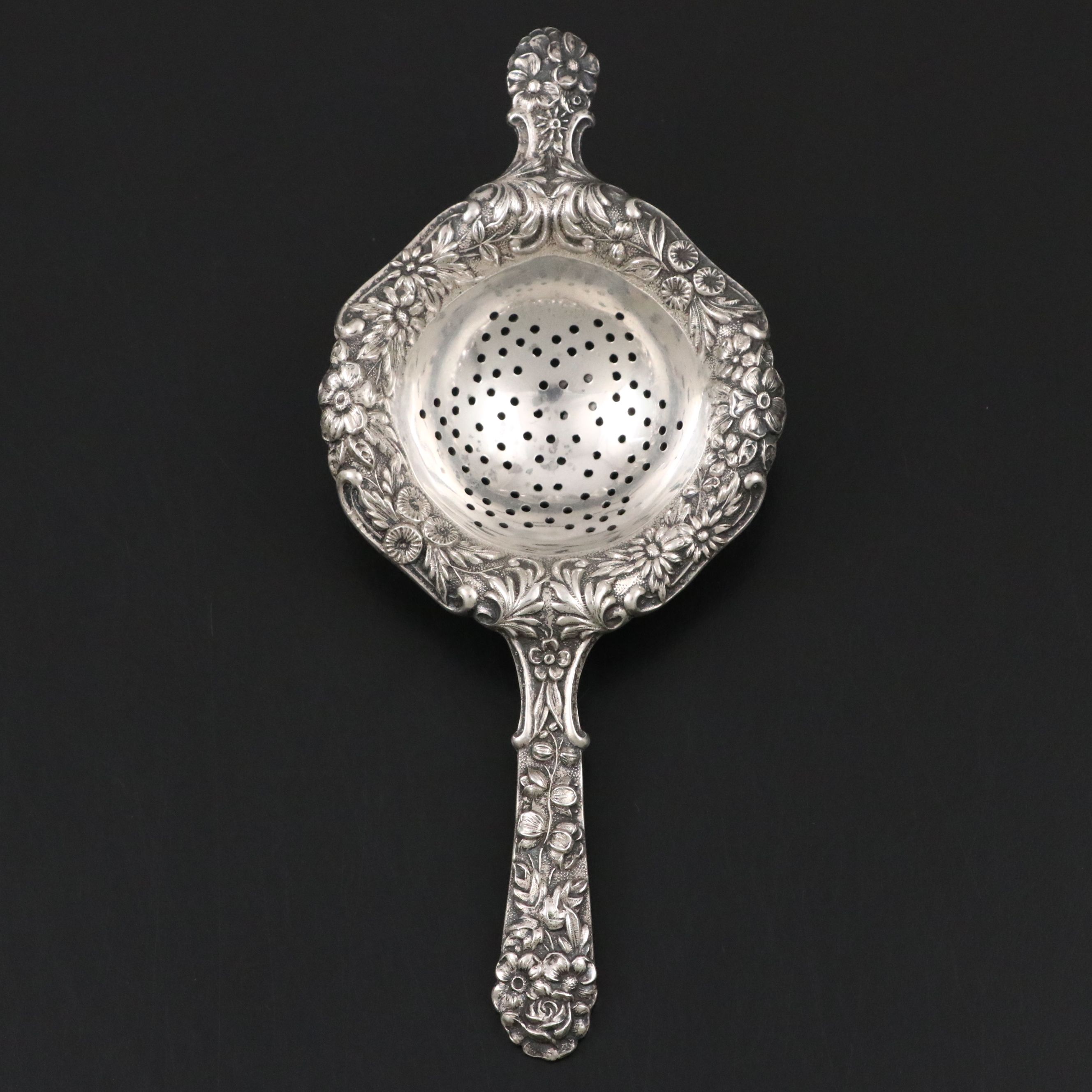 S. Kirk & Son Sterling Silver Over Cup Tea Strainer, 1896-1924