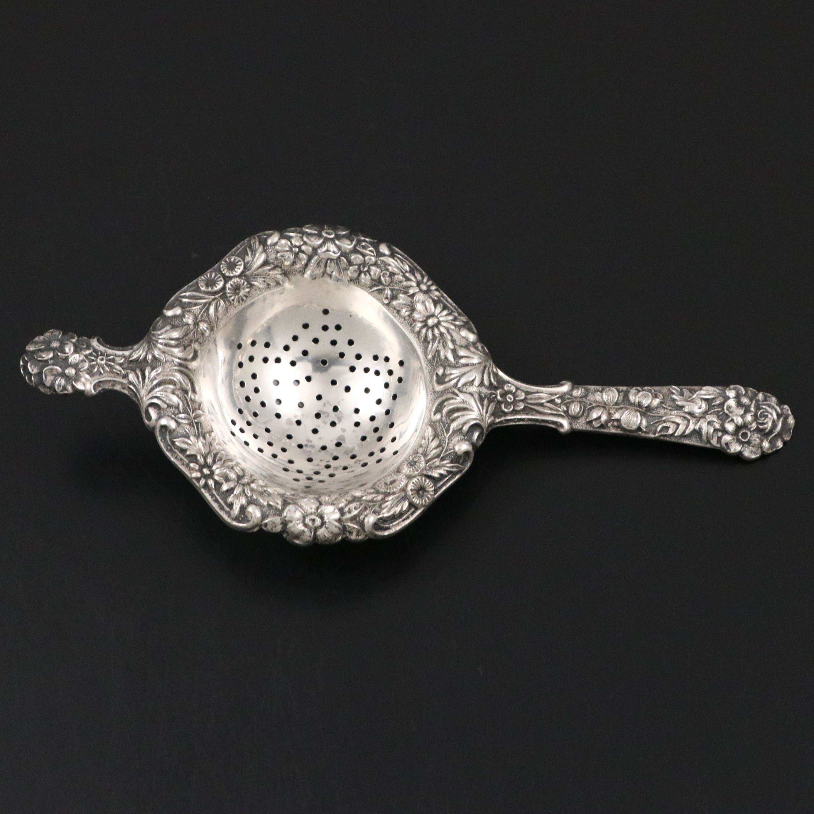 S. Kirk & Son Sterling Silver Over Cup Tea Strainer, 1896-1924