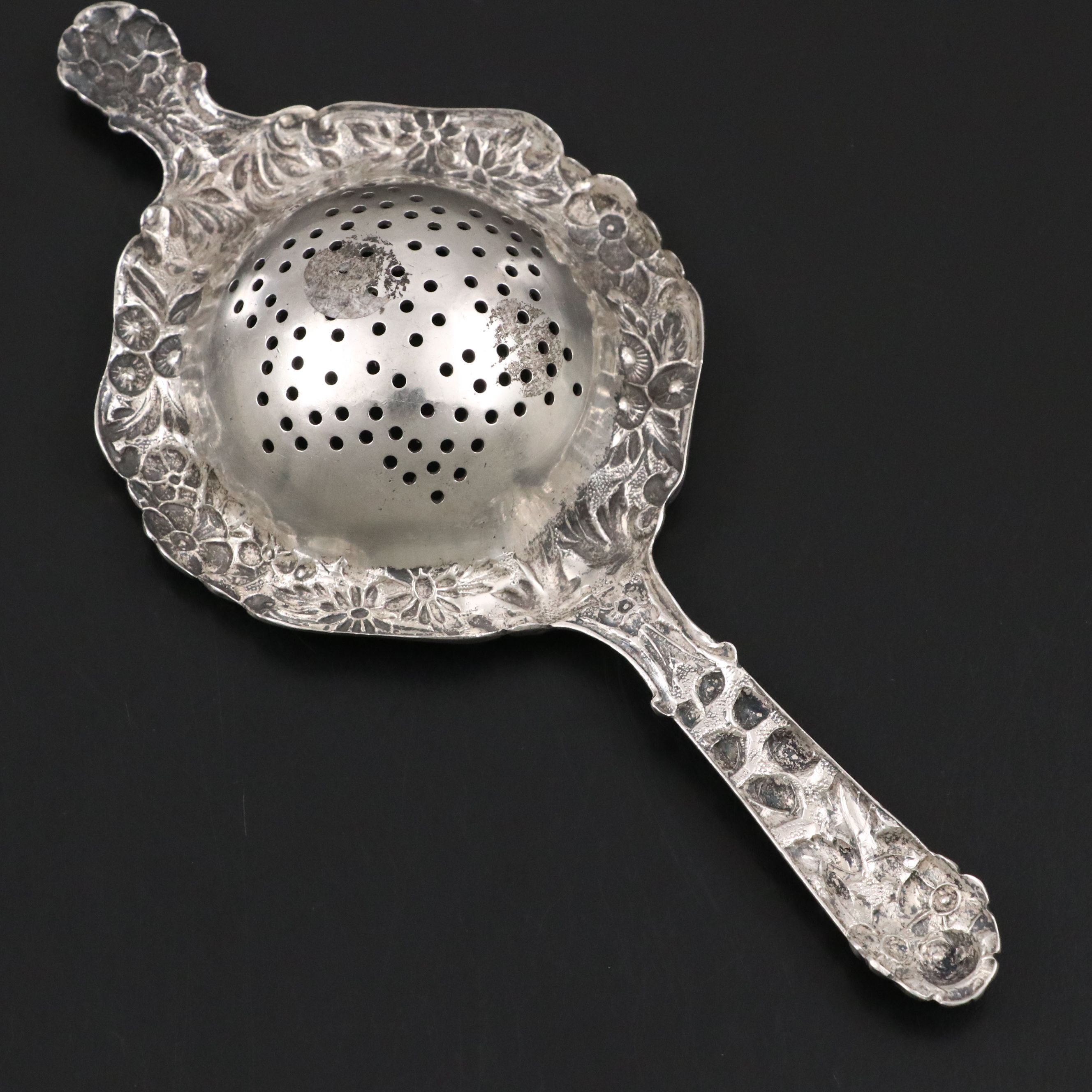 S. Kirk & Son Sterling Silver Over Cup Tea Strainer, 1896-1924