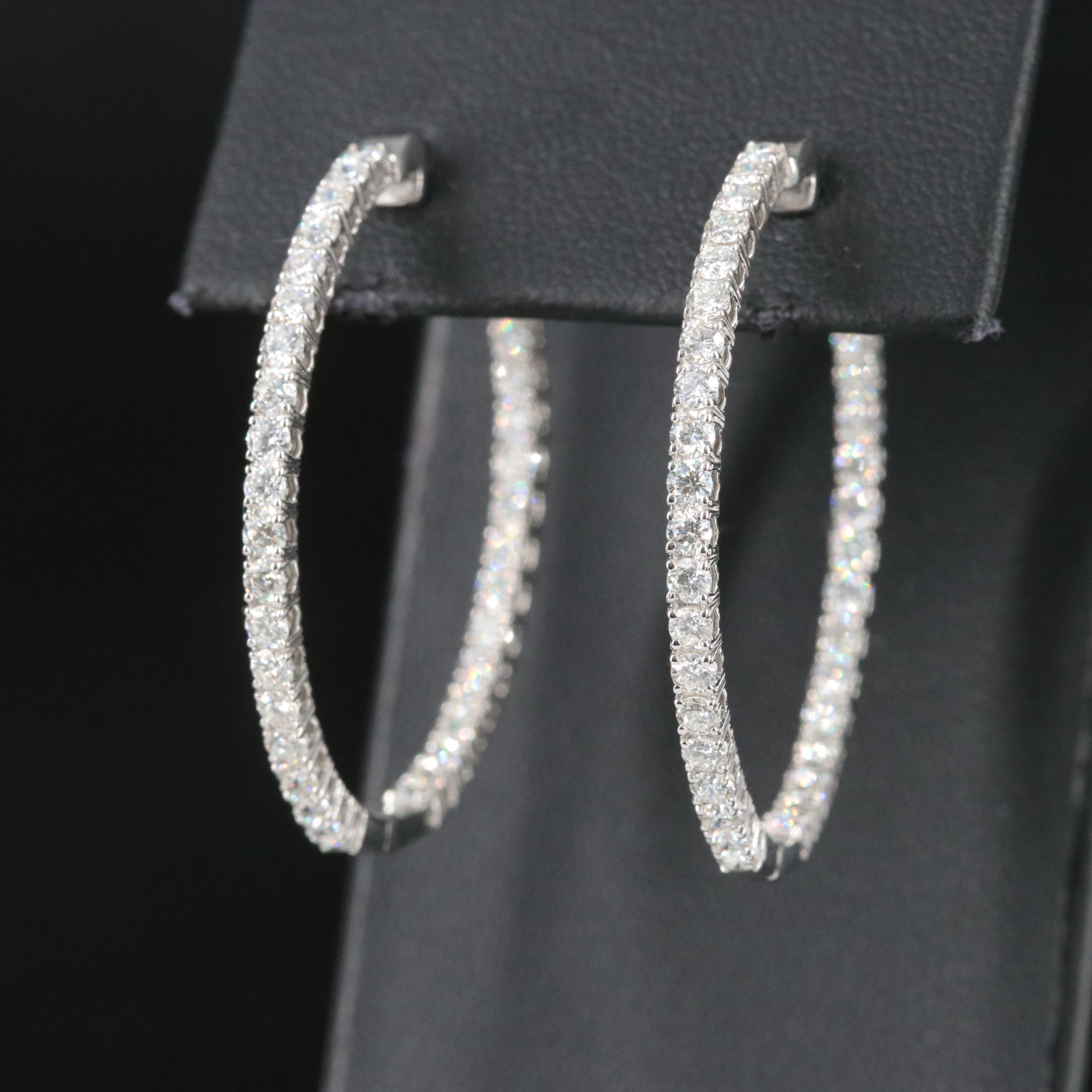Platinum 2.86 CTW Diamond Inside-Out Hoop Earrings