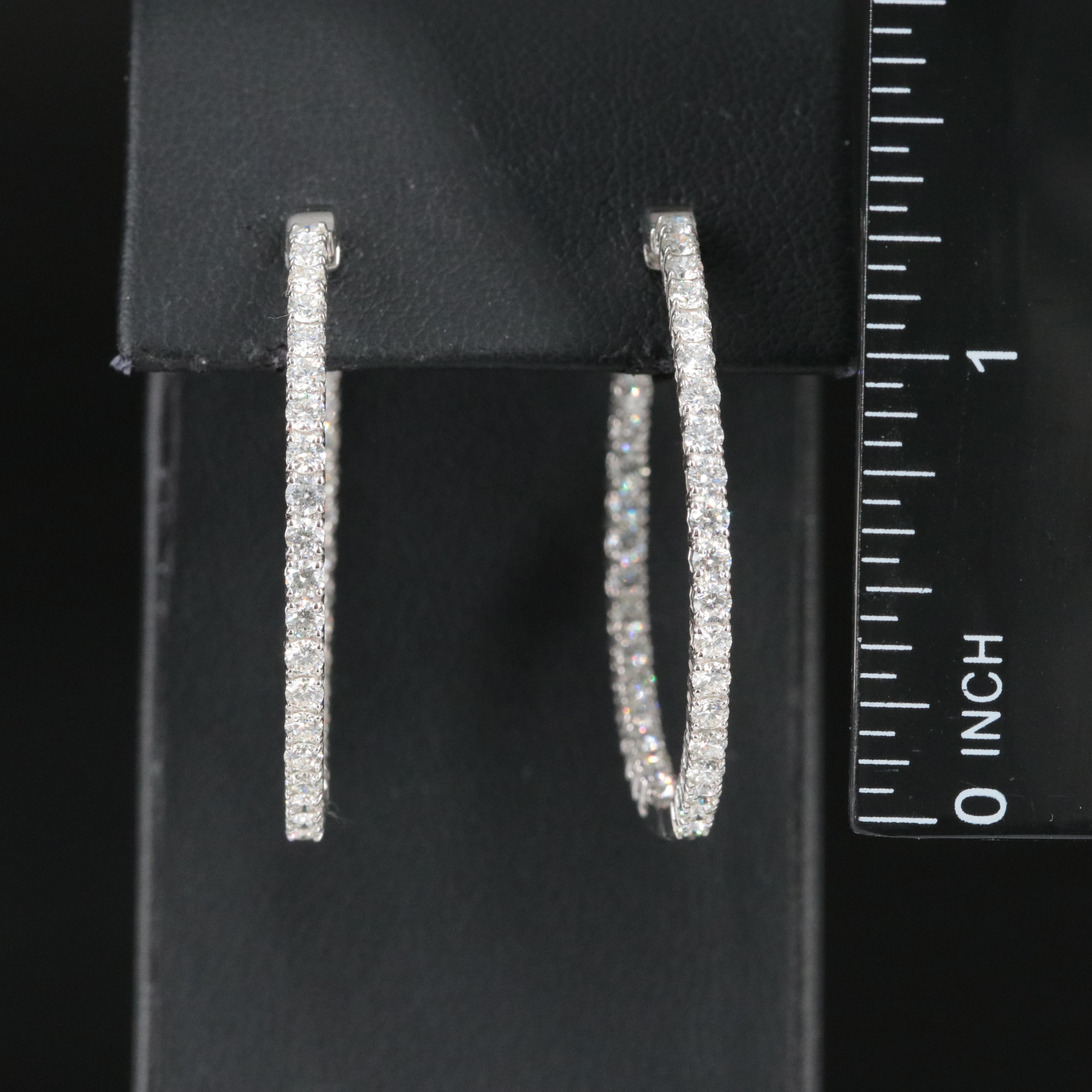Platinum 2.86 CTW Diamond Inside-Out Hoop Earrings