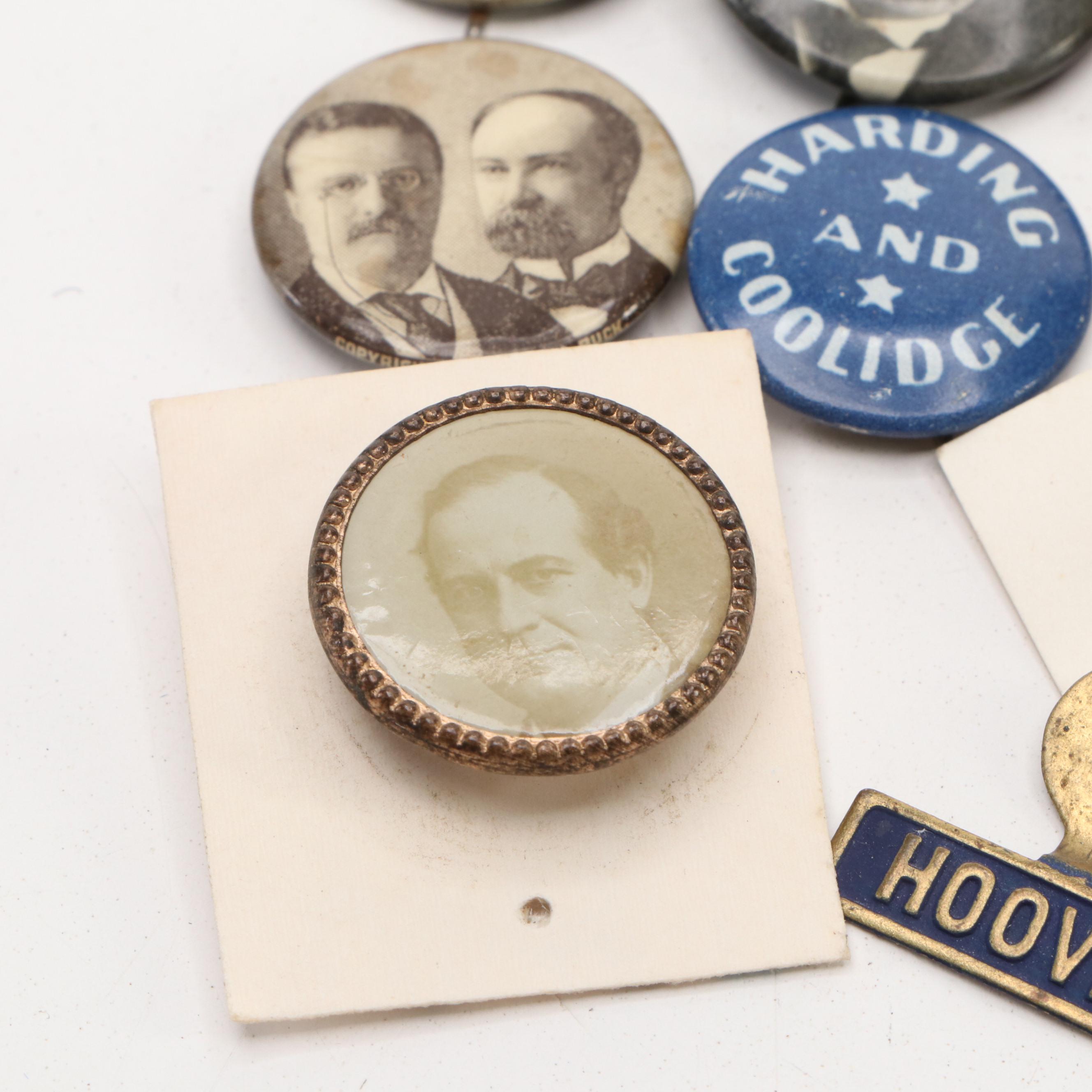 Theodore Roosevelt and William Howard Taft Portrait Pins with Other Pinbacks
