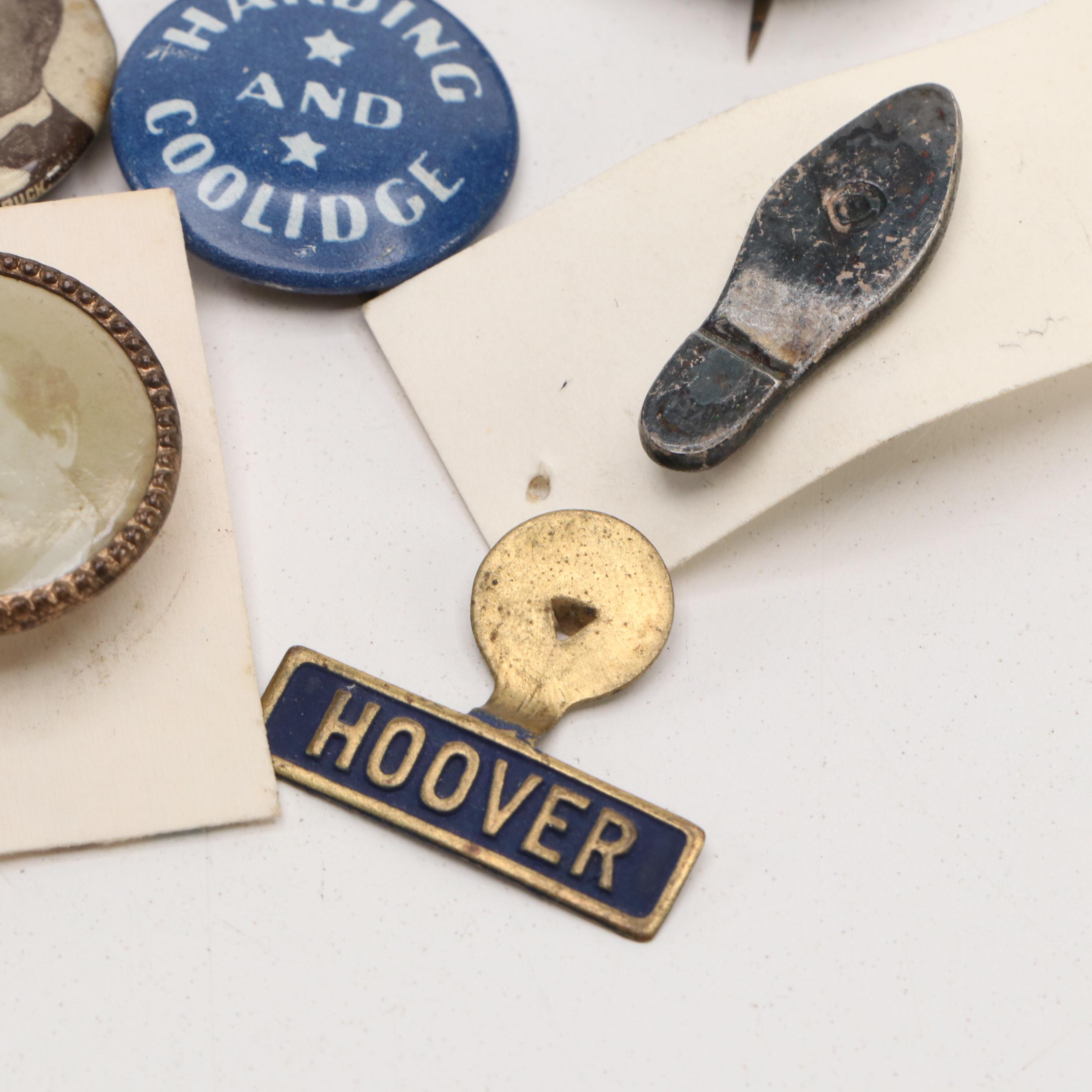 Theodore Roosevelt and William Howard Taft Portrait Pins with Other Pinbacks