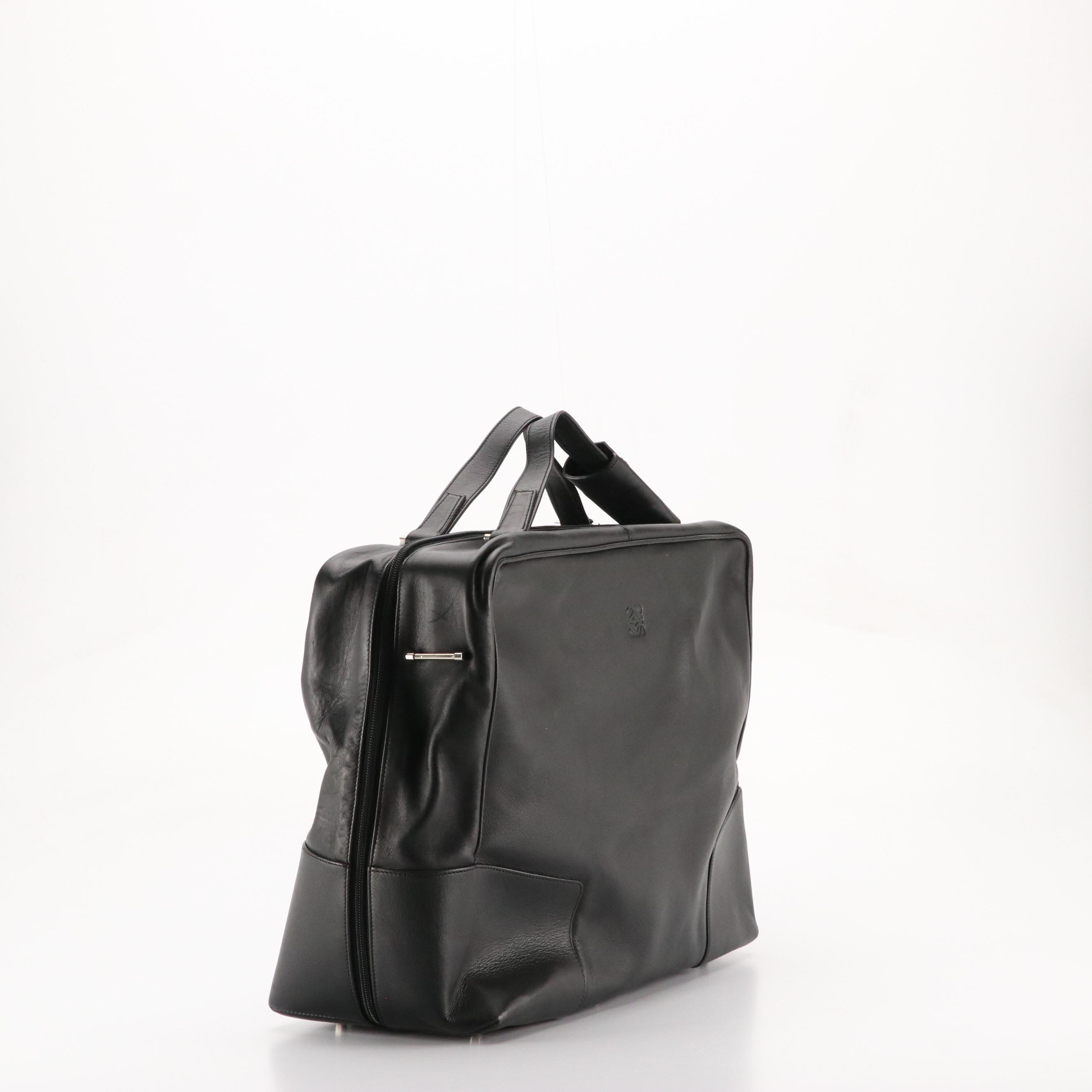 Loewe Travel Bag in Black Calfskin Leather with Detachable Strap
