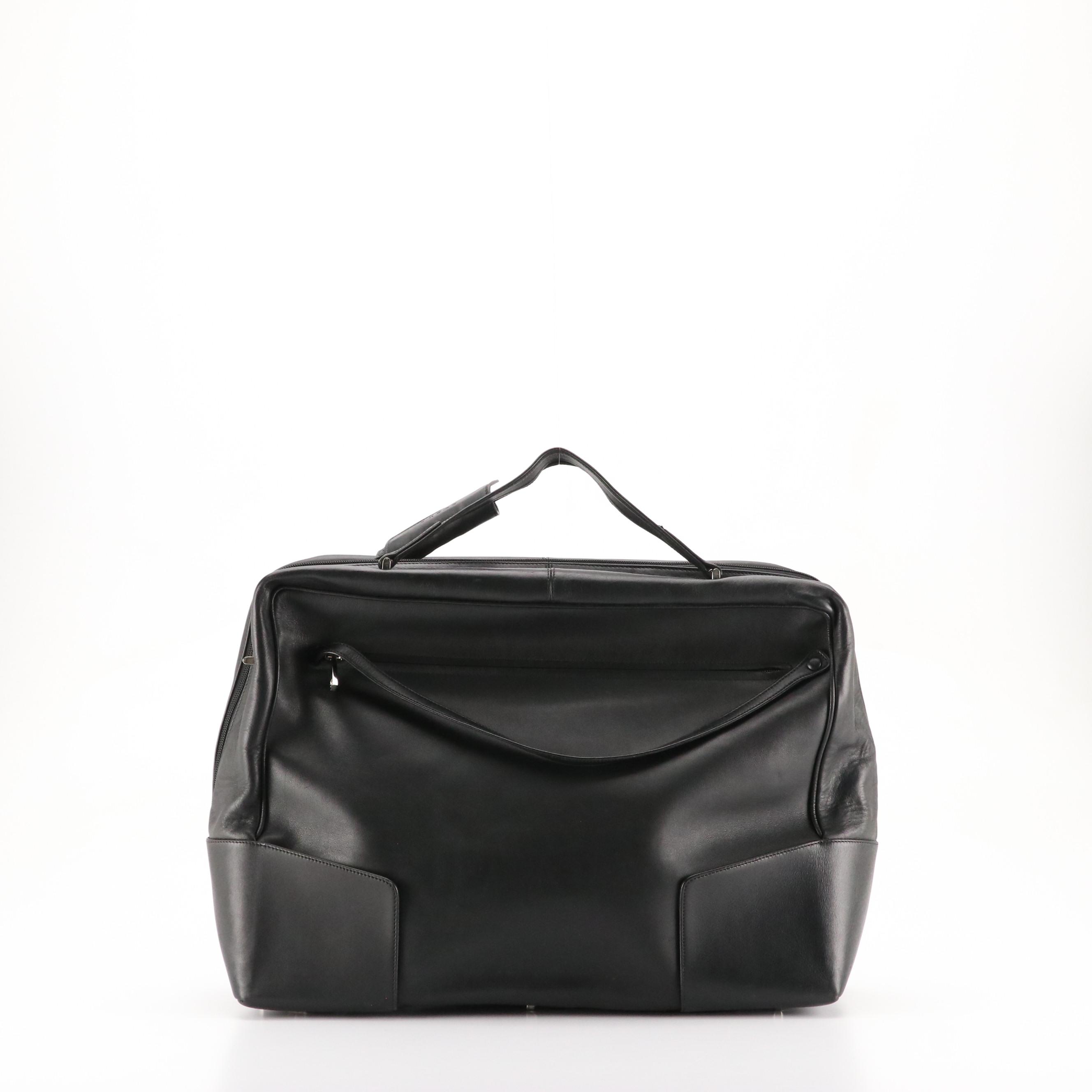Loewe Travel Bag in Black Calfskin Leather with Detachable Strap