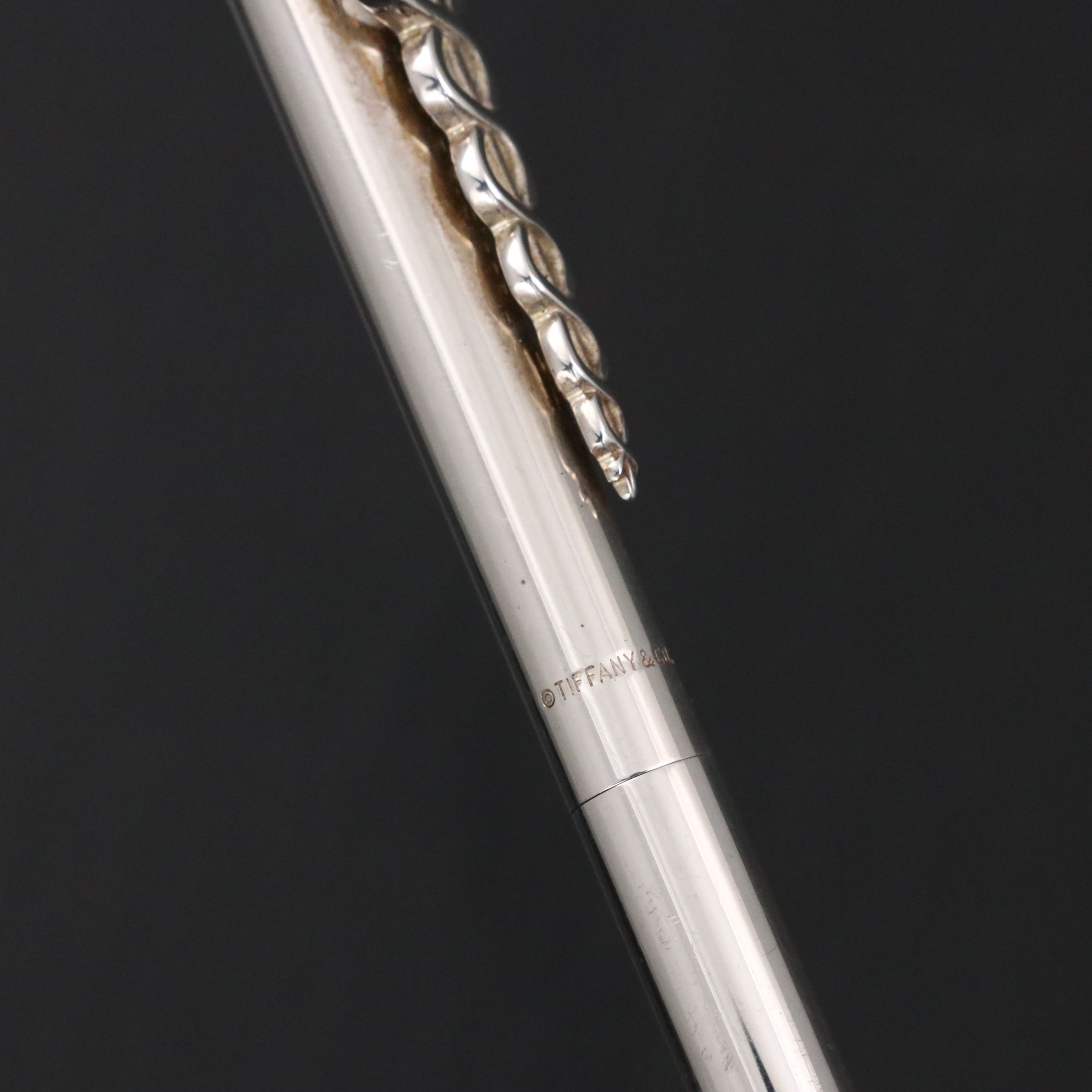 Tiffany & Co. Sterling Caduceus Ballpoint Pen, Presentation Case & Silver Cloth