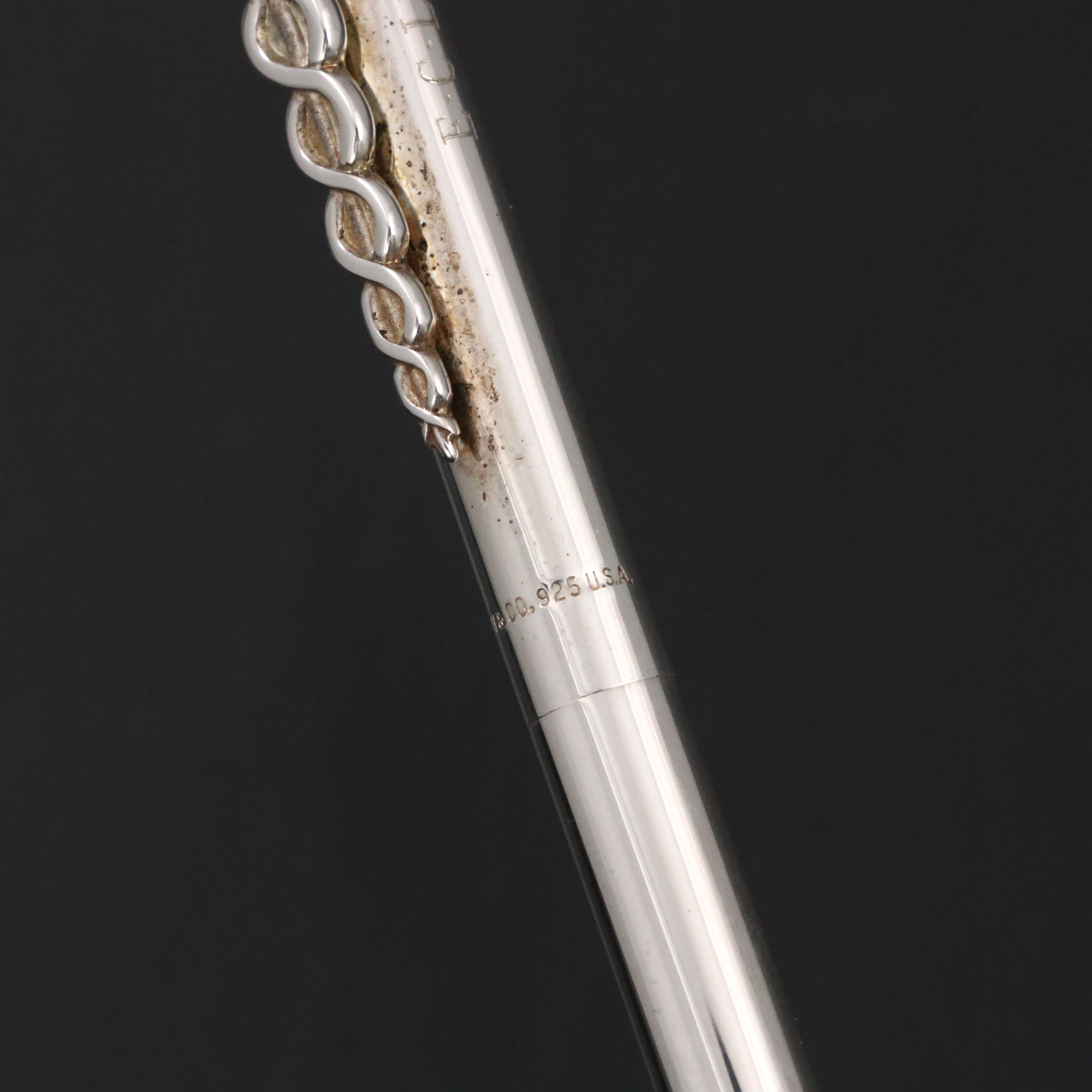 Tiffany & Co. Sterling Caduceus Ballpoint Pen, Presentation Case & Silver Cloth