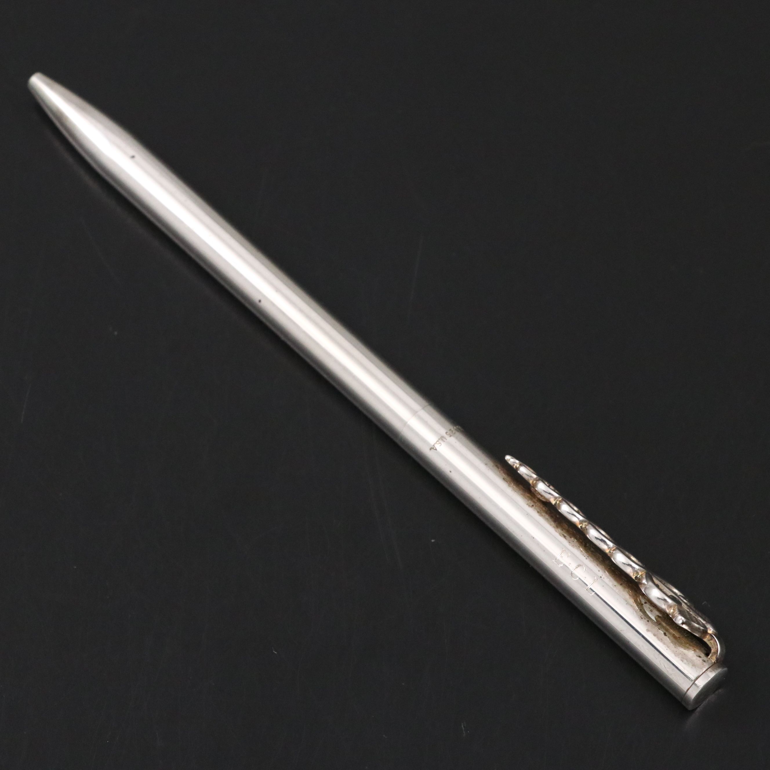 Tiffany & Co. Sterling Caduceus Ballpoint Pen, Presentation Case & Silver Cloth