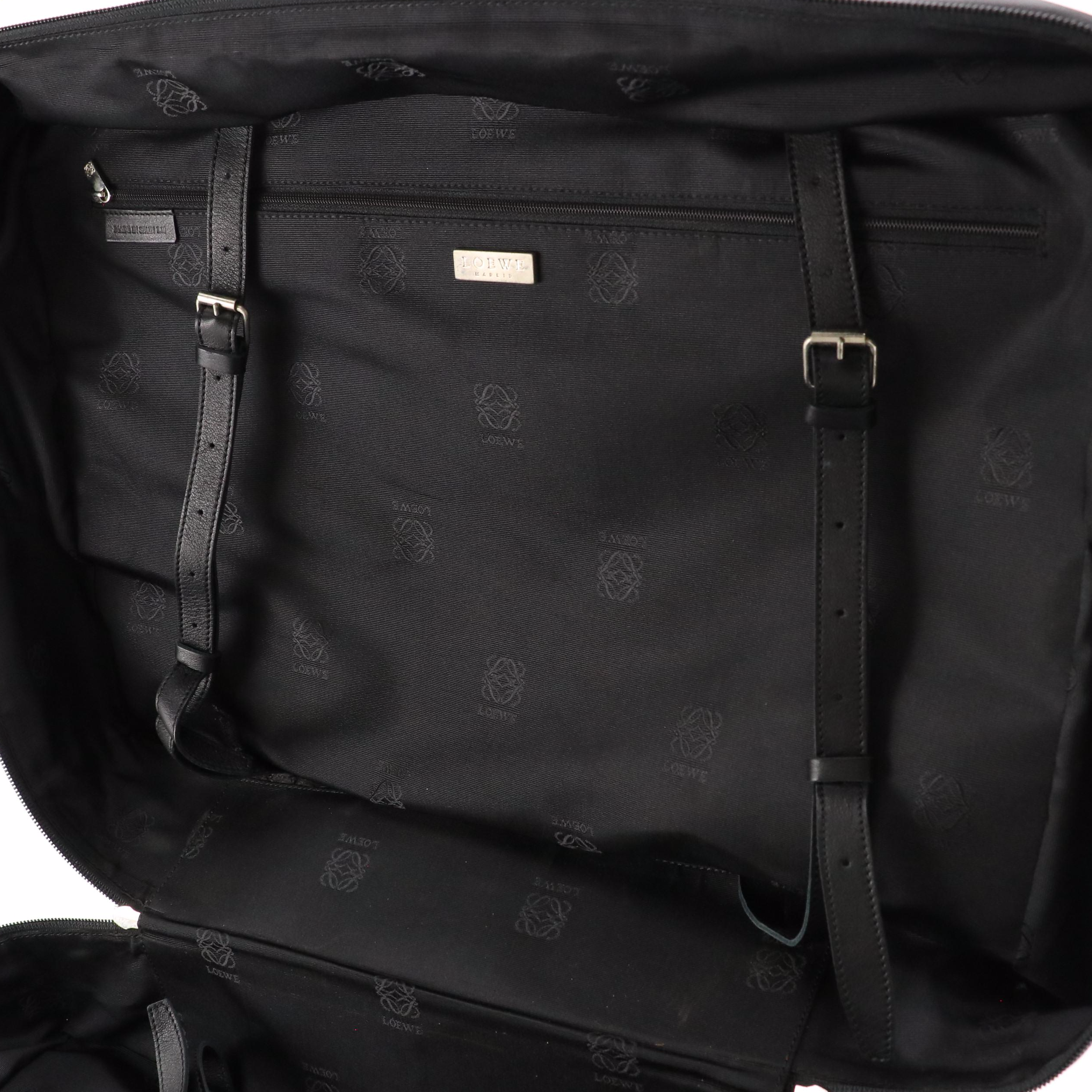 Loewe Travel Bag in Black Calfskin Leather with Detachable Strap