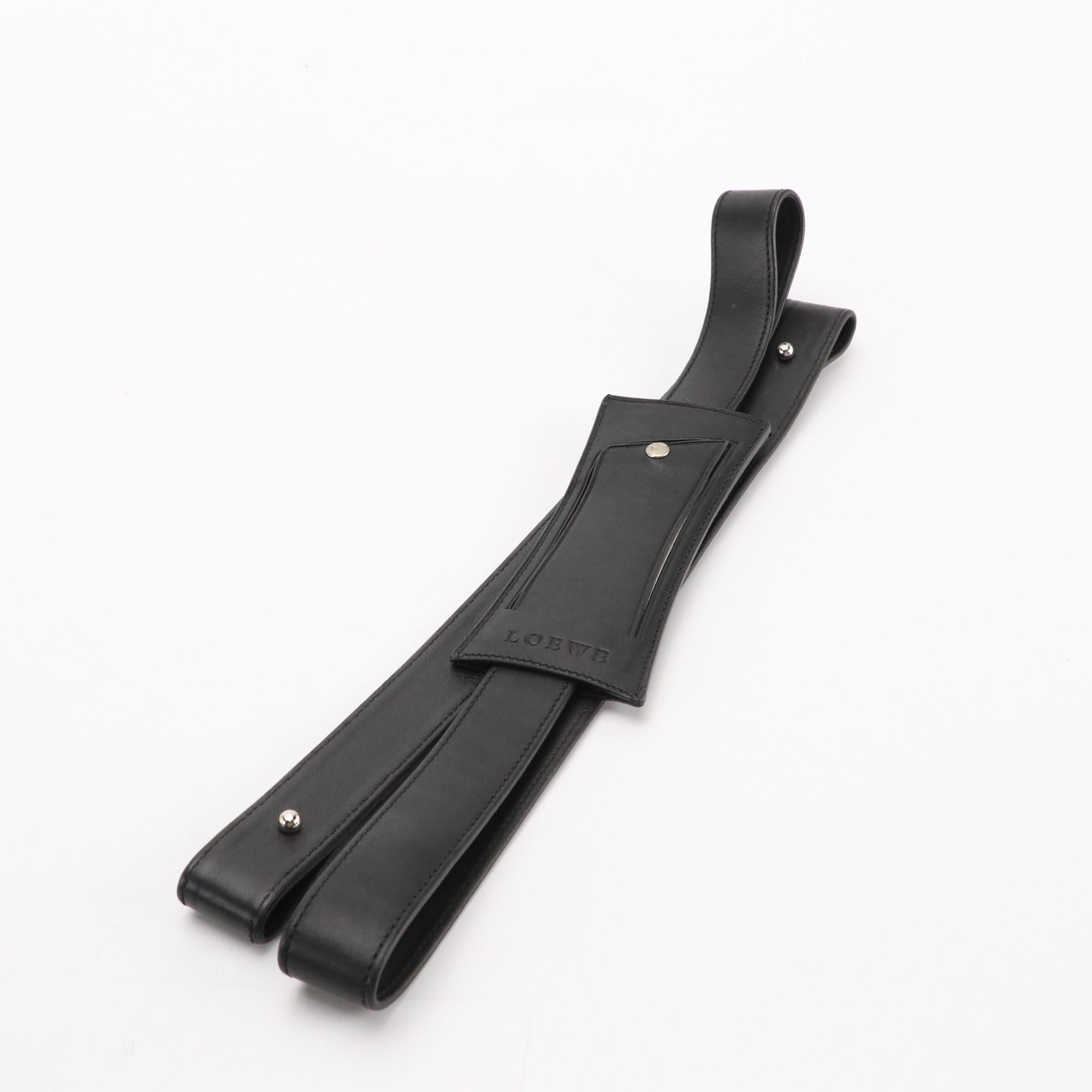 Loewe Travel Bag in Black Calfskin Leather with Detachable Strap