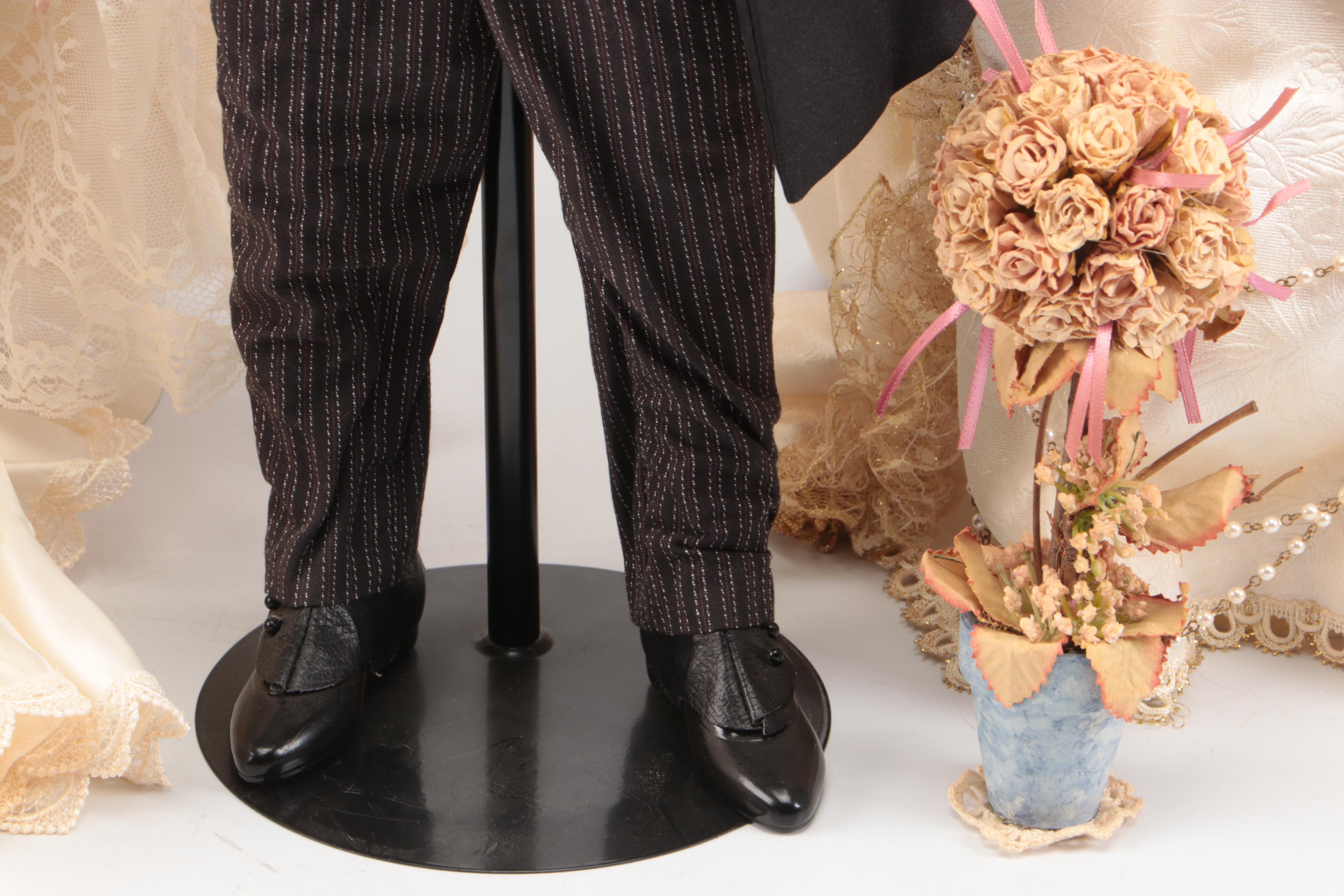 Franklin Heirloom "The Gibson Bride and Groom" with Other Dolls, Late 20th C.