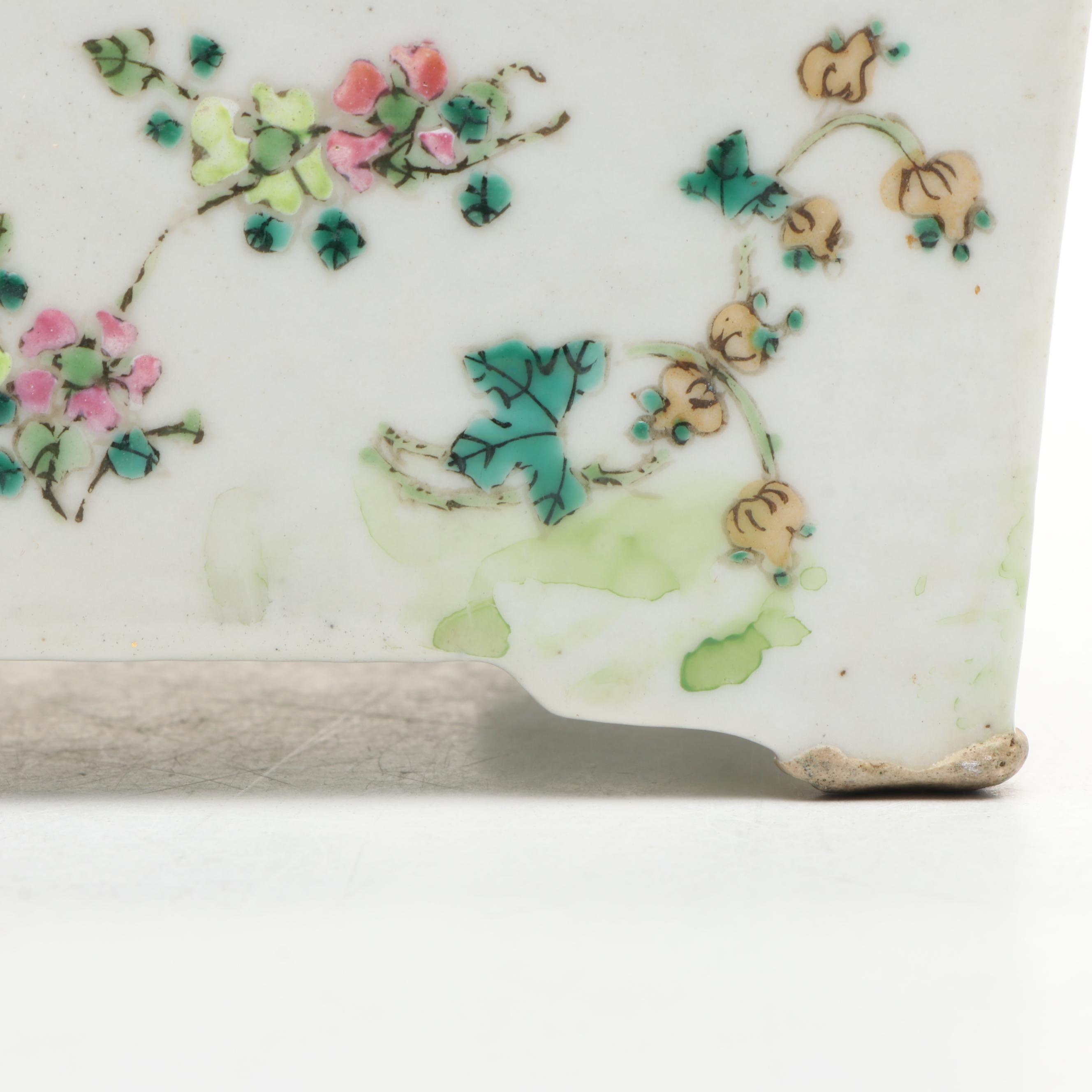 Chinese Porcelain Rose Medallion Lobed Tazza with Famille Rose Plate and Planter