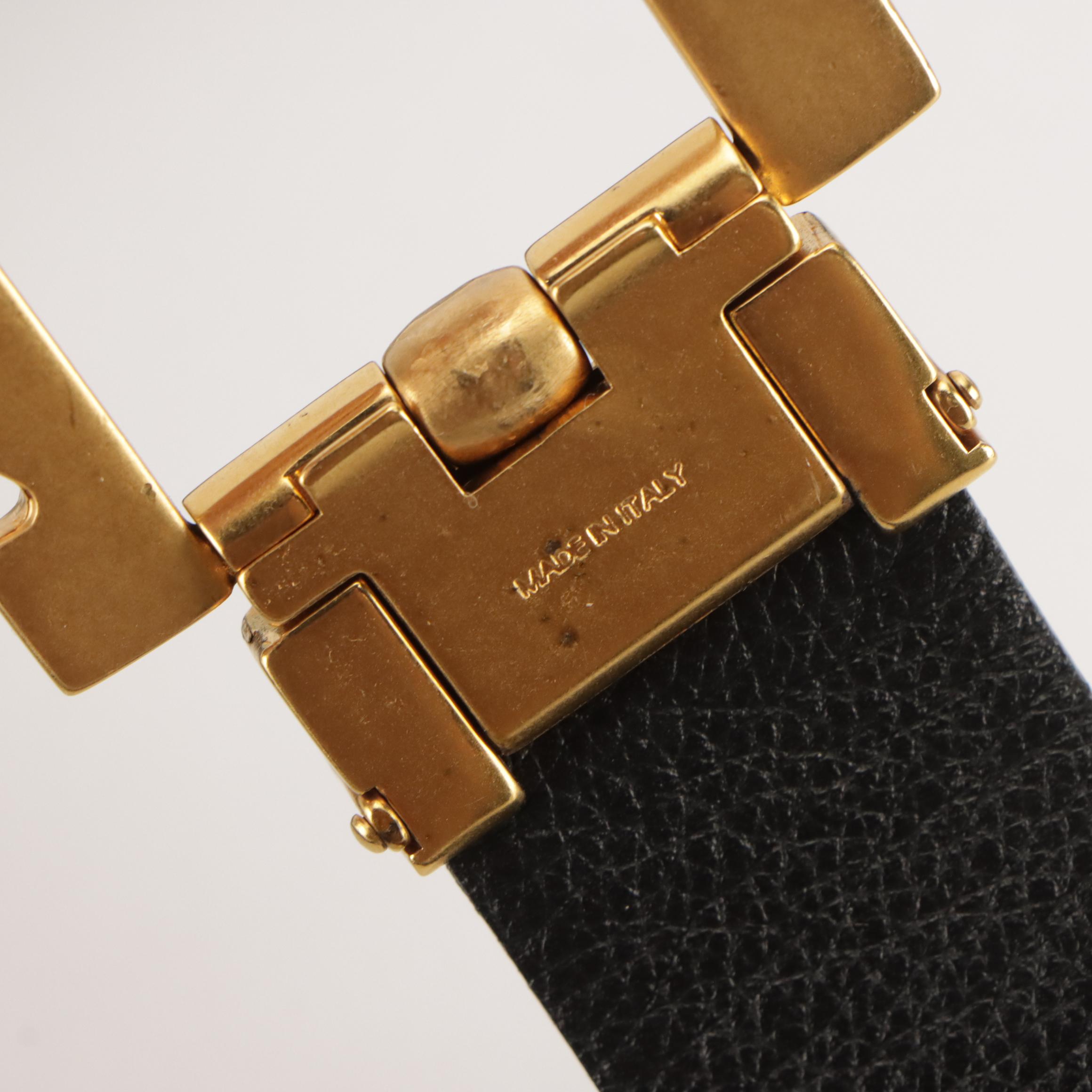 Salvatore Ferragamo Purple and Black Grain Leather Reversible Belt