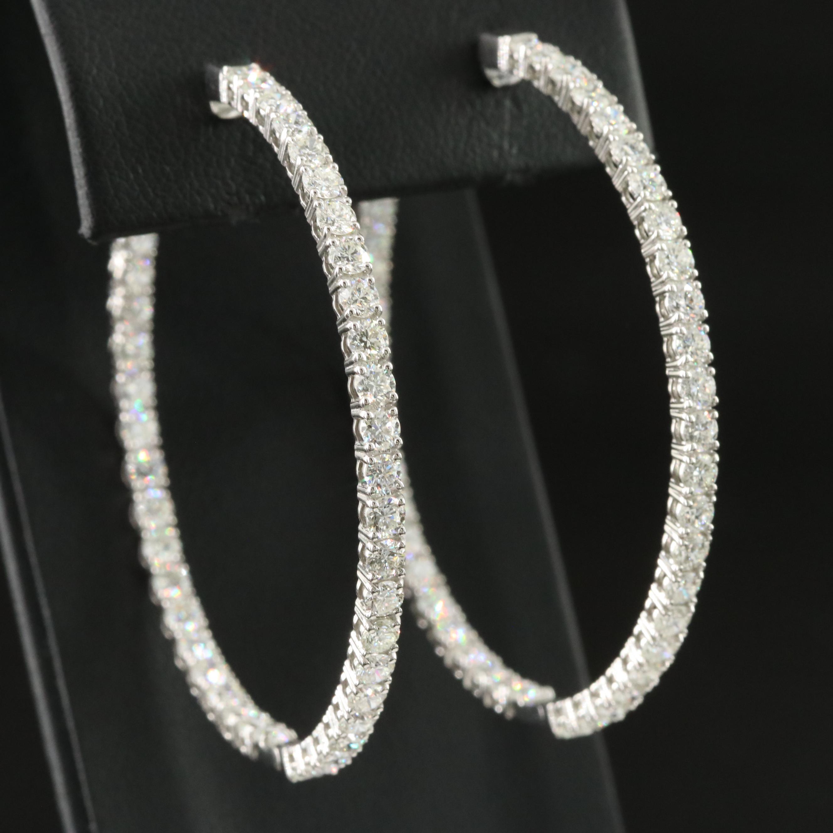 Platinum 6.39 CTW Diamond Inside-Out Hoop Earrings